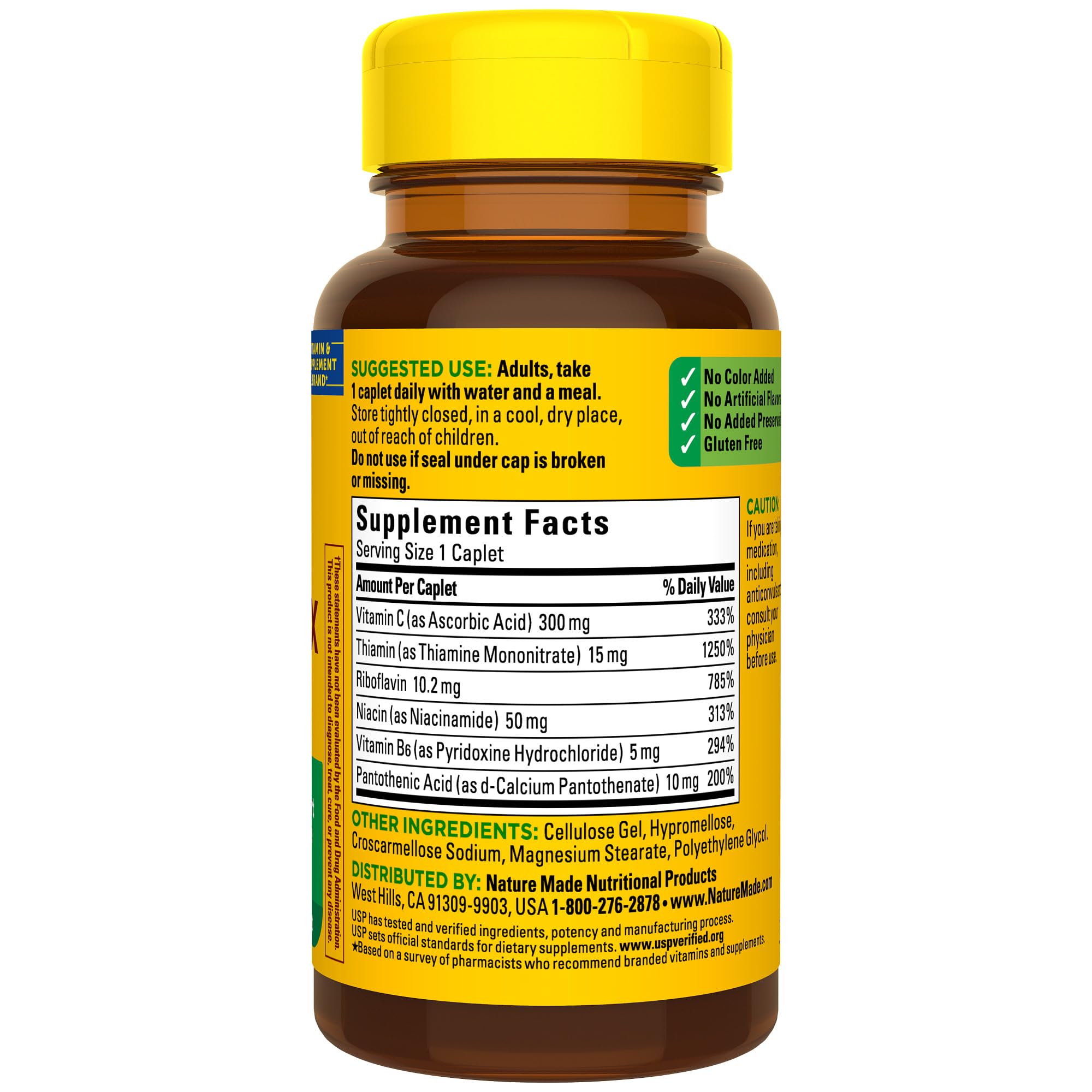 Nature Made B Complex Supplement, Vitamin B Complex With Vitamin C for Immune System Support, 100 Caplets, 100 Day Supply - Image 9