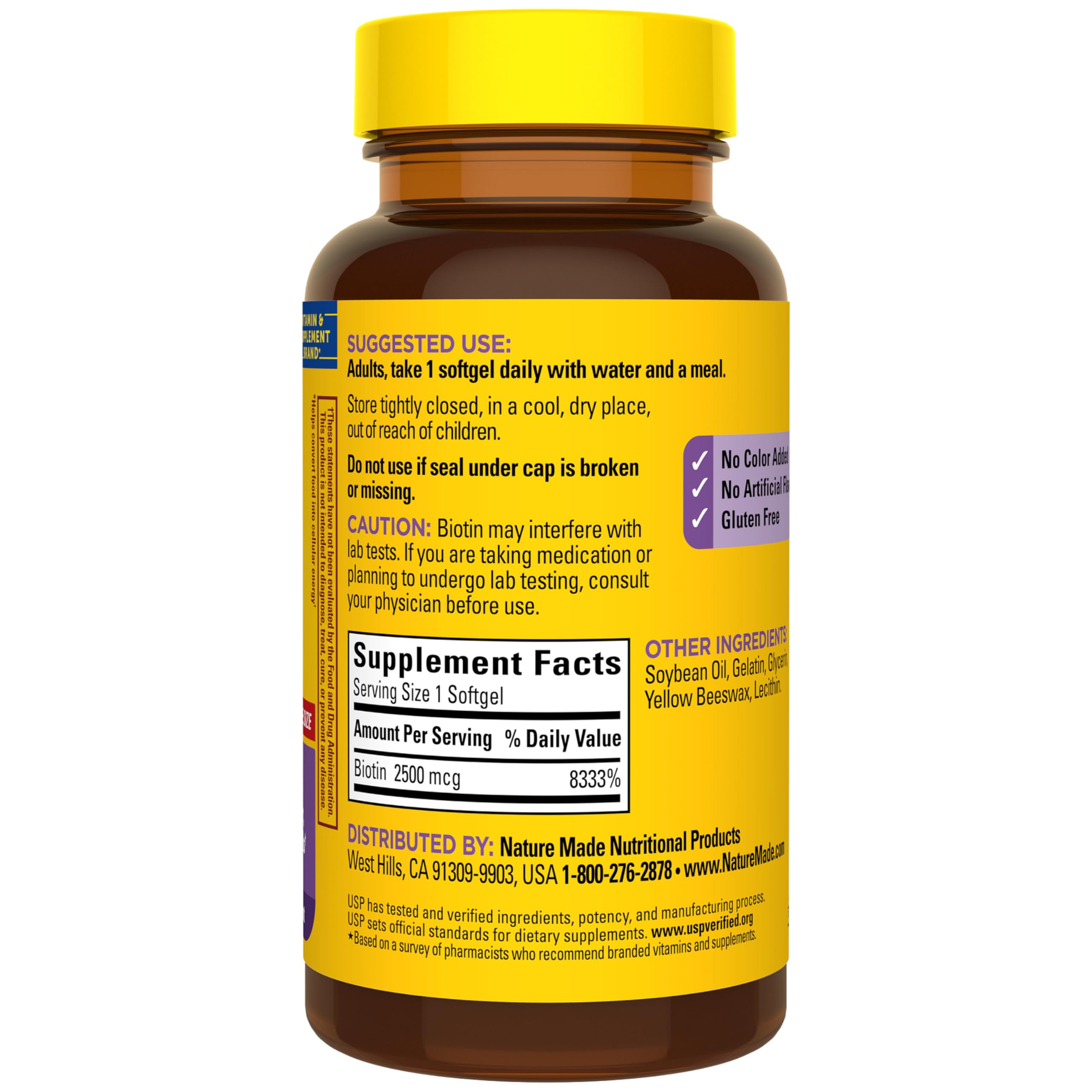 Nature Made Biotin 2500 mcg Extra Strength, Biotin Supplements Support Healthy Hair Skin & Nails, 150 Softgels, 150 Day Supply - Image 9