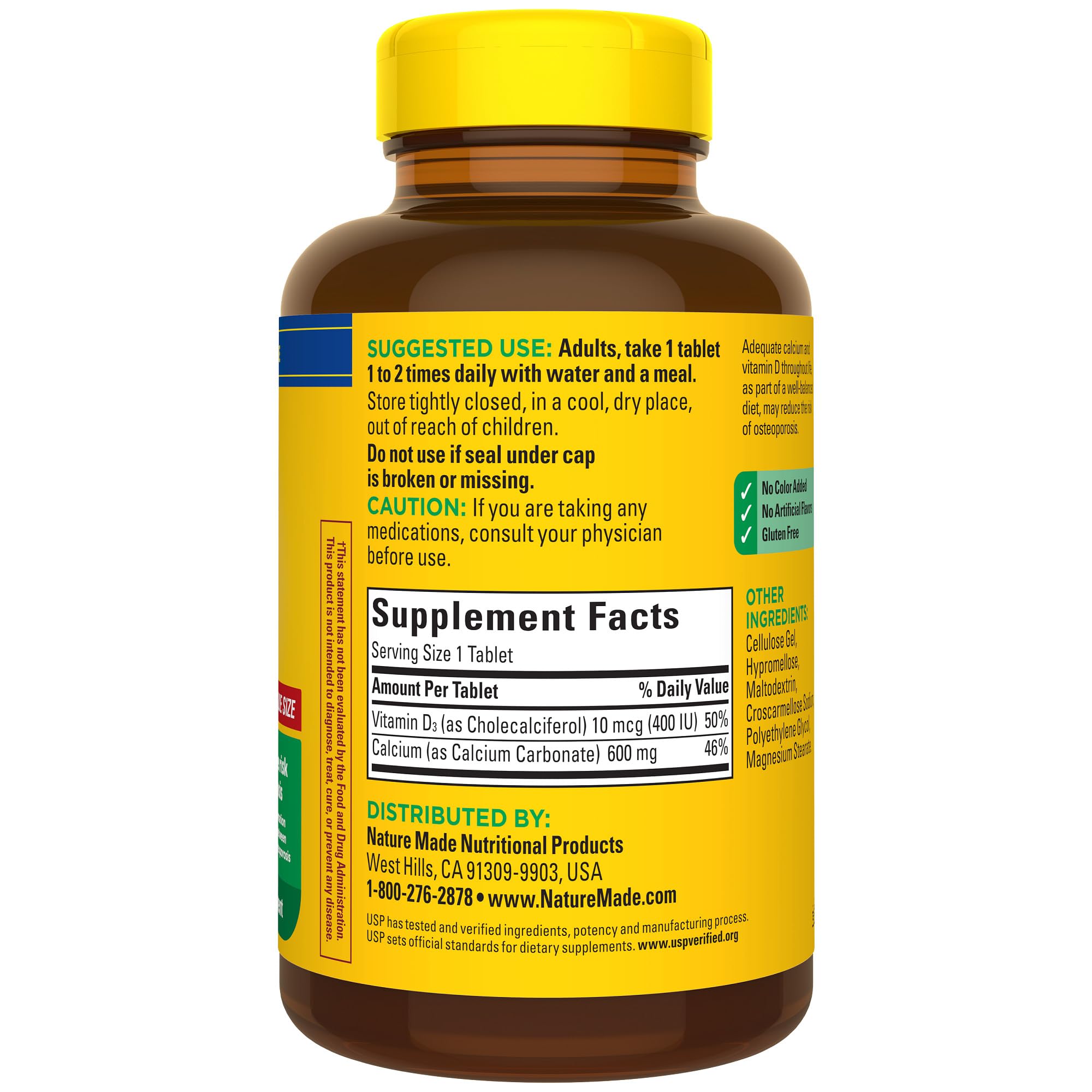 Nature Made Calcium 600 mg with Vitamin D3, Dietary Supplement for Bone Support, 220 Tablets - Image 9