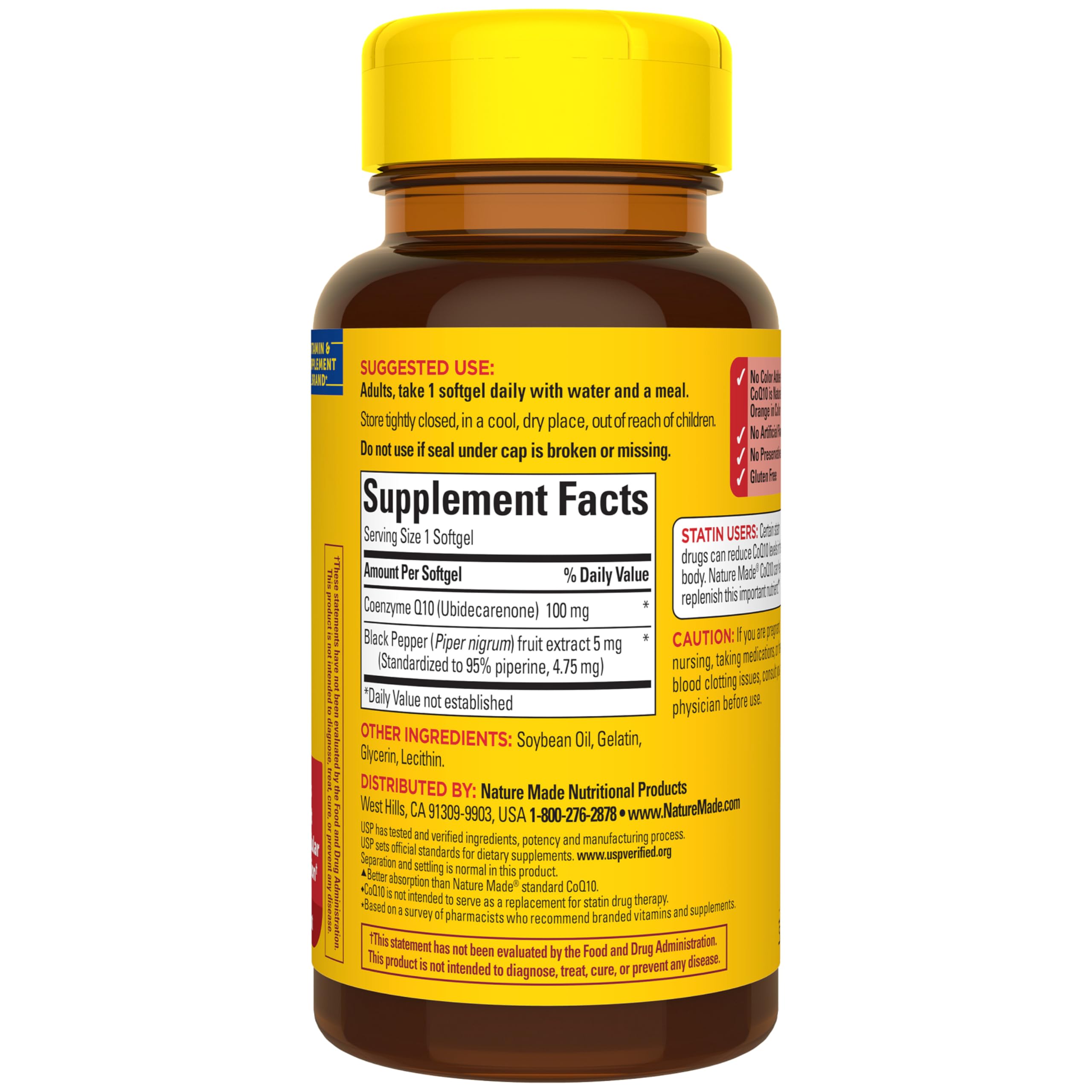 Nature Made CoQ10 100mg with Black Pepper Extract for Enhanced Nutrient Absorption, Dietary CoQ10 Supplement for Heart Health Support, 30 Softgels, 30 Day Supply - Image 8