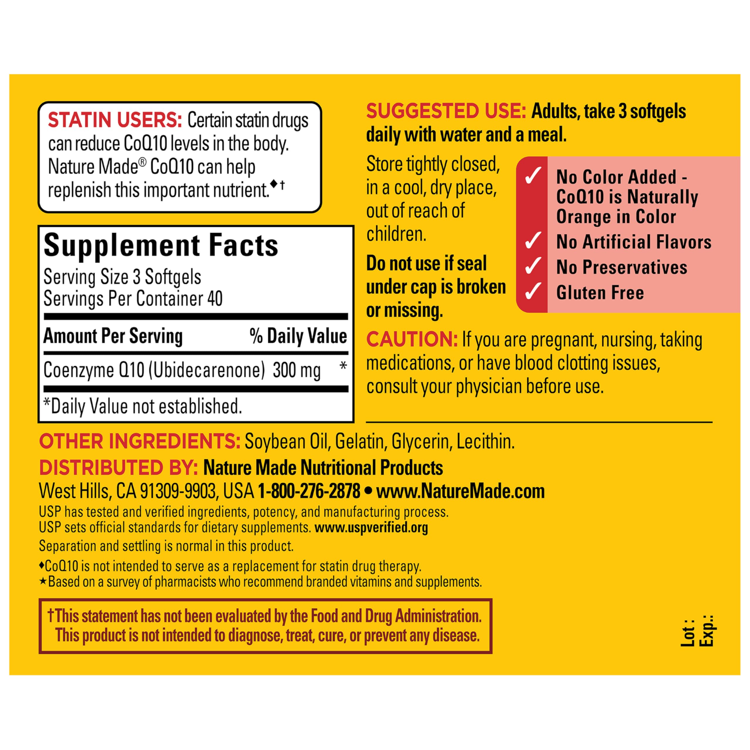 Nature Made CoQ10 300mg per 3 Softgels, CoQ10 Supplement for Heart Health & Antioxidant Support, 120 Softgels, 40 Day Supply - Image 7