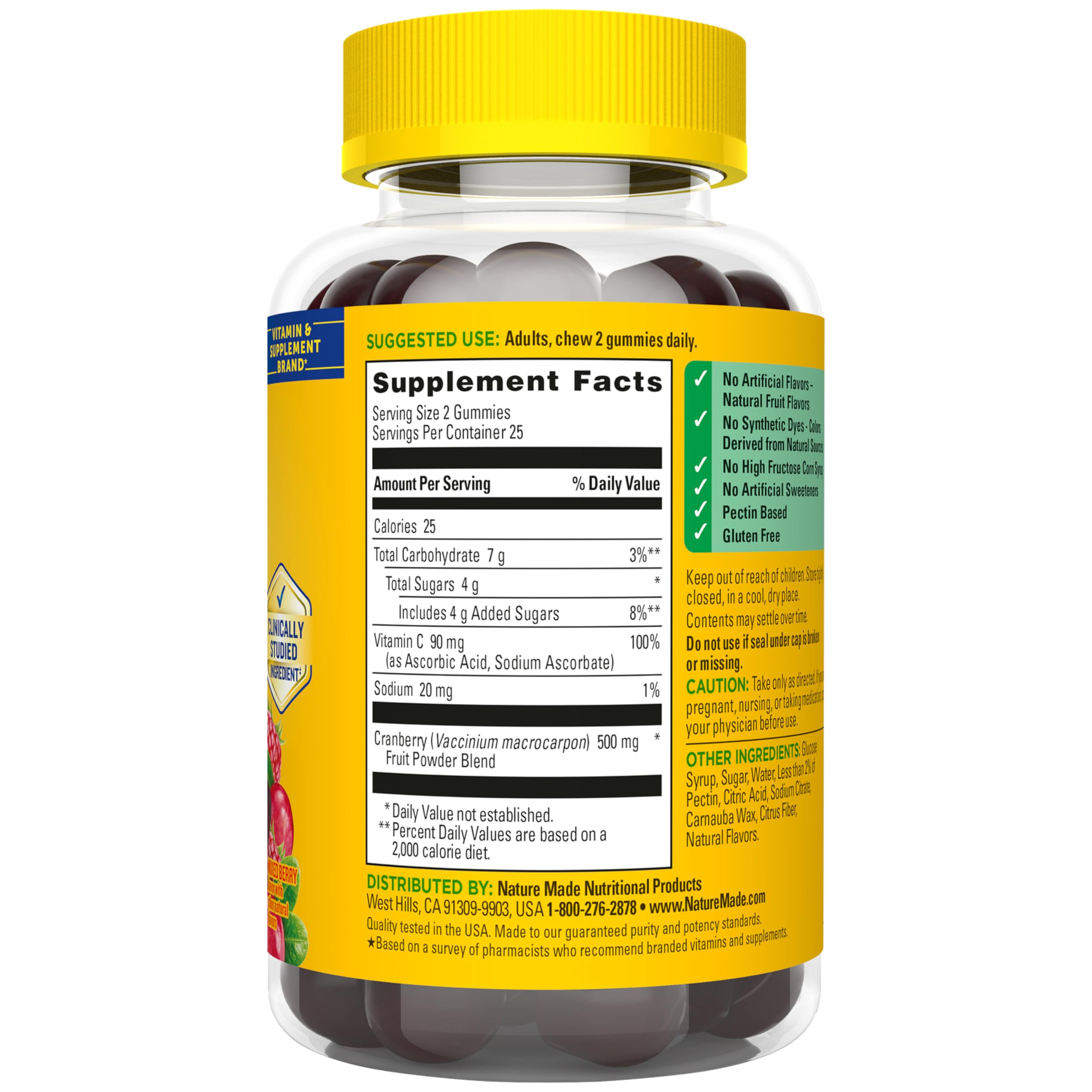 Nature Made Cranberry with Vitamin C Gummies for Adults, Urinary Tract Health for Women and Men, Cranberry Supplement, 50 Gummies, 25 Day Supply - Image 9