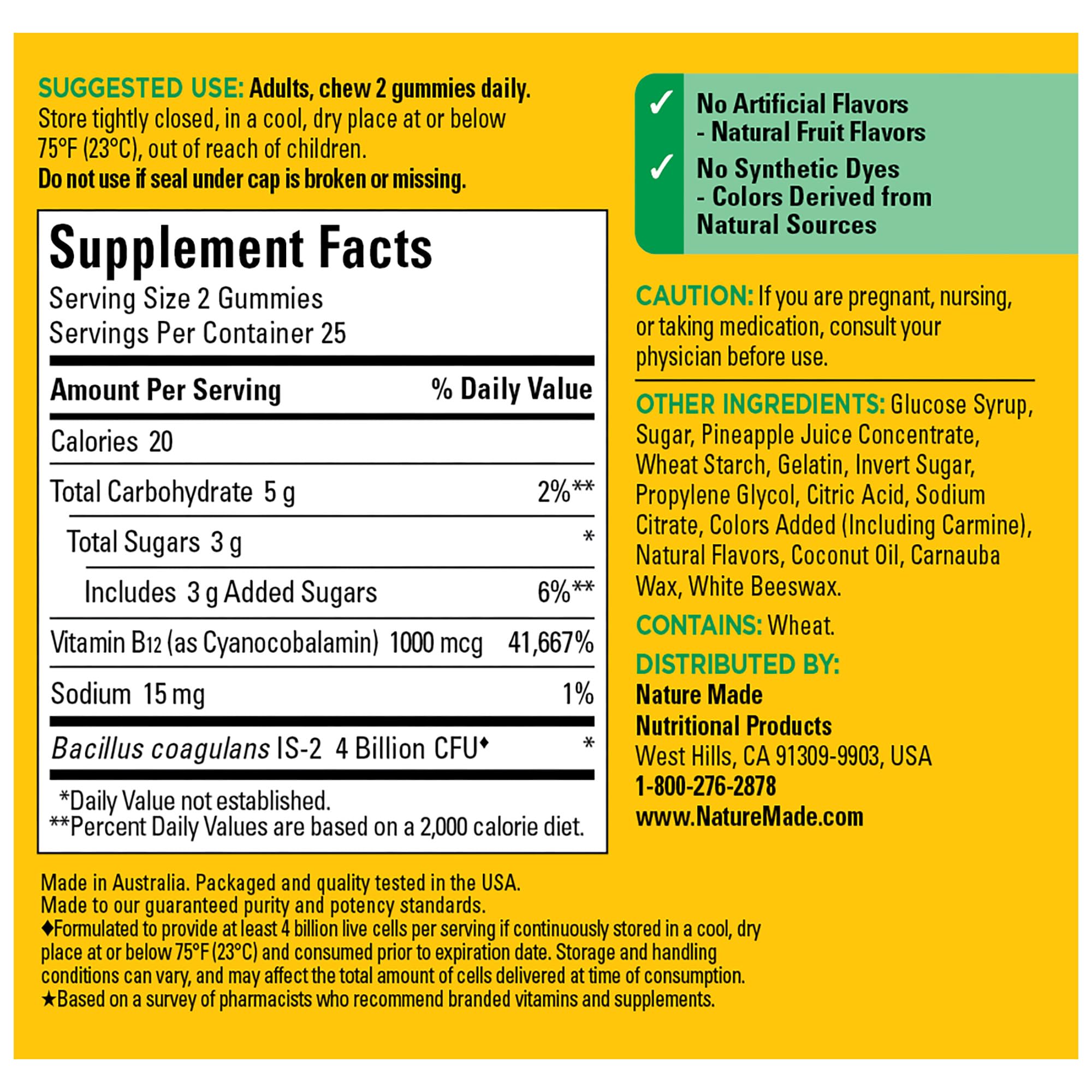 Nature Made Digestive Probiotics and Energy B12 Gummies, Probiotics for Women and Men, 50 Probiotic Gummies, 25 Day Supply - Image 5