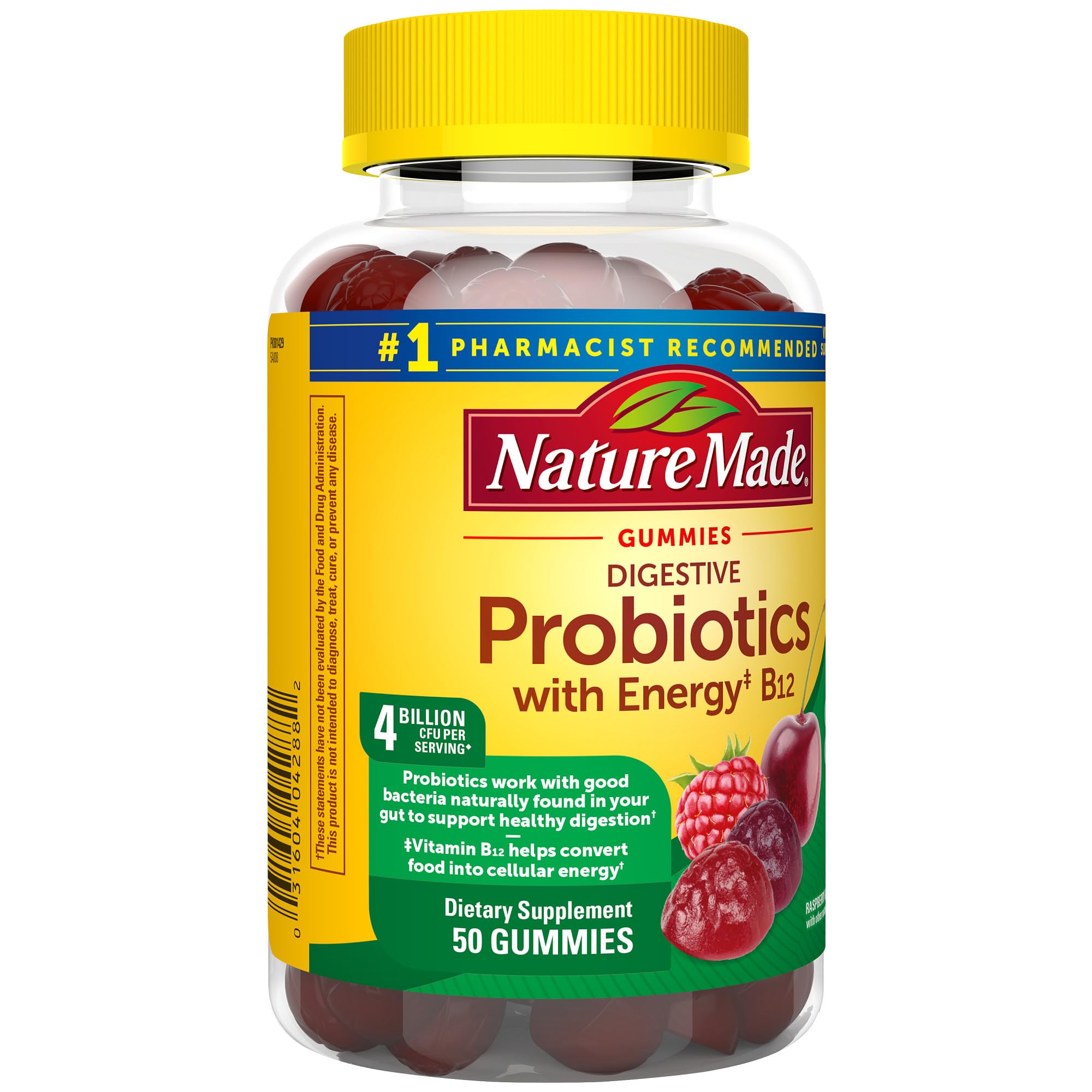 Nature Made Digestive Probiotics and Energy B12 Gummies, Probiotics for Women and Men, 50 Probiotic Gummies, 25 Day Supply - Image 7