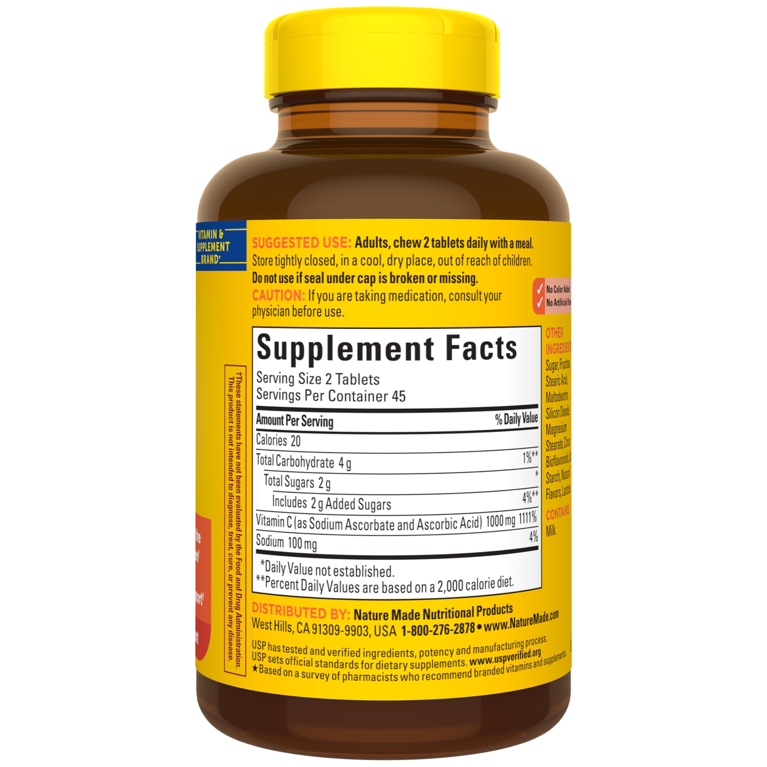 Nature Made Extra Strength Dosage Chewable Vitamin C 1000 mg per serving, Vitamin C Chewable Dietary Supplement for Immune Support, 90 Tablets, 45 Day Supply - Image 9