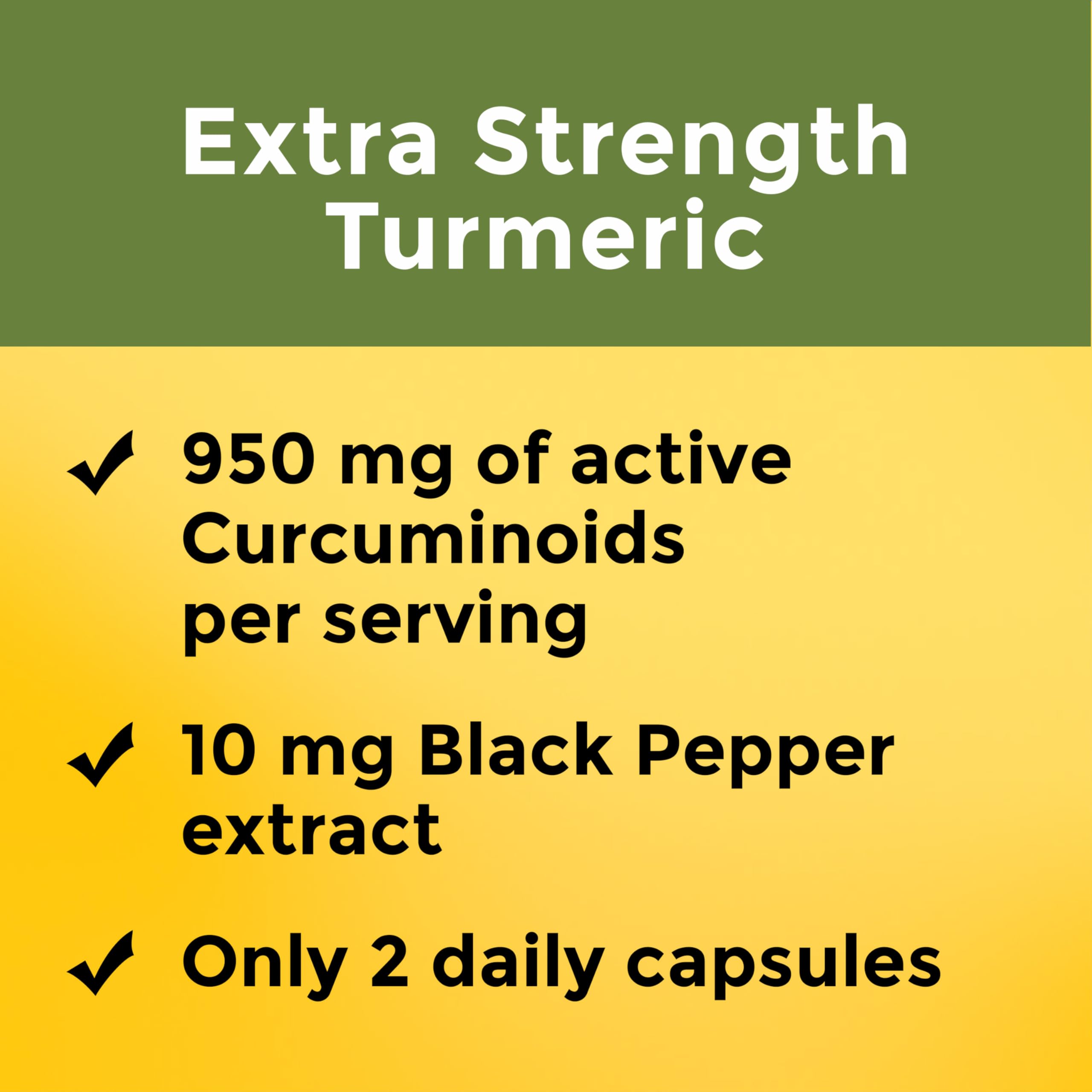 Nature Made Extra Strength Turmeric Curcumin with Black Pepper, 1000mg Turmeric Extract per serving (Standardized to 95% Curcuminoids), Supports Healthy Inflammation Response, 60 Vegetarian Capsules - Image 3