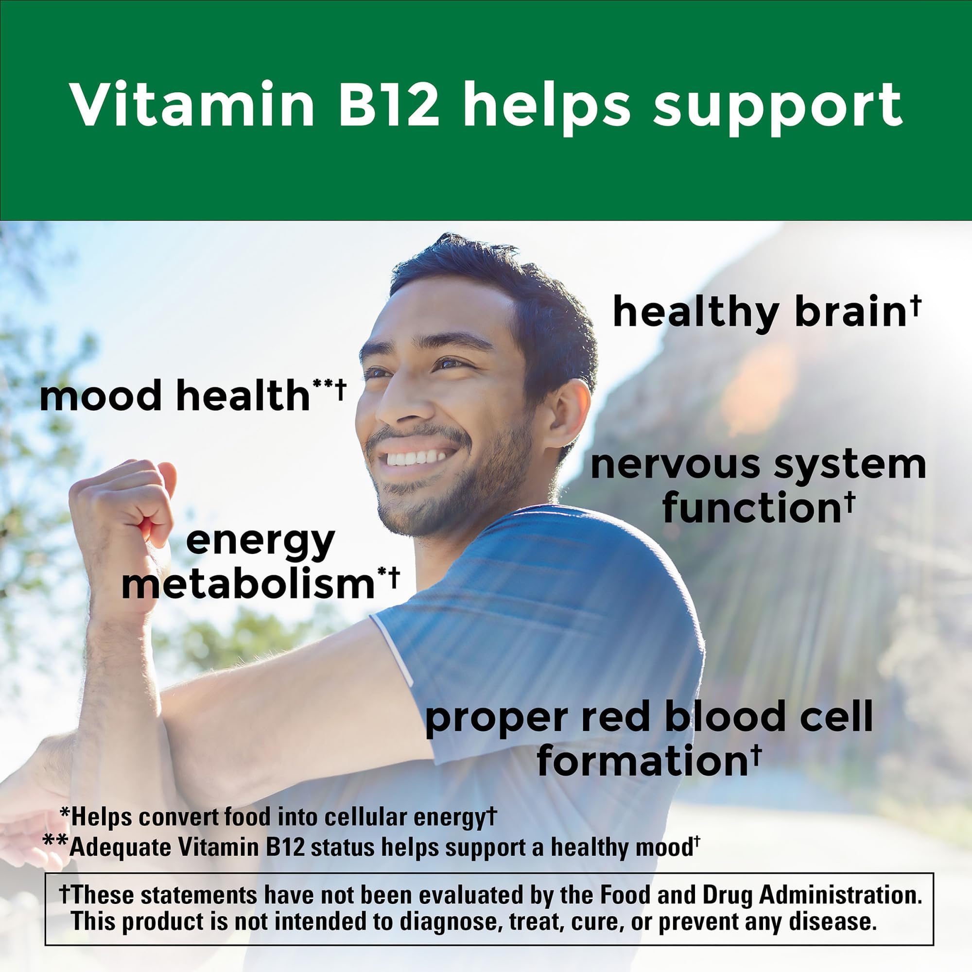 Nature Made Extra Strength Vitamin B12 2500 mcg, B12 Vitamins, Dietary Supplement for Energy Metabolism Support, 60 Tablets, 60 Day Supply - Image 3