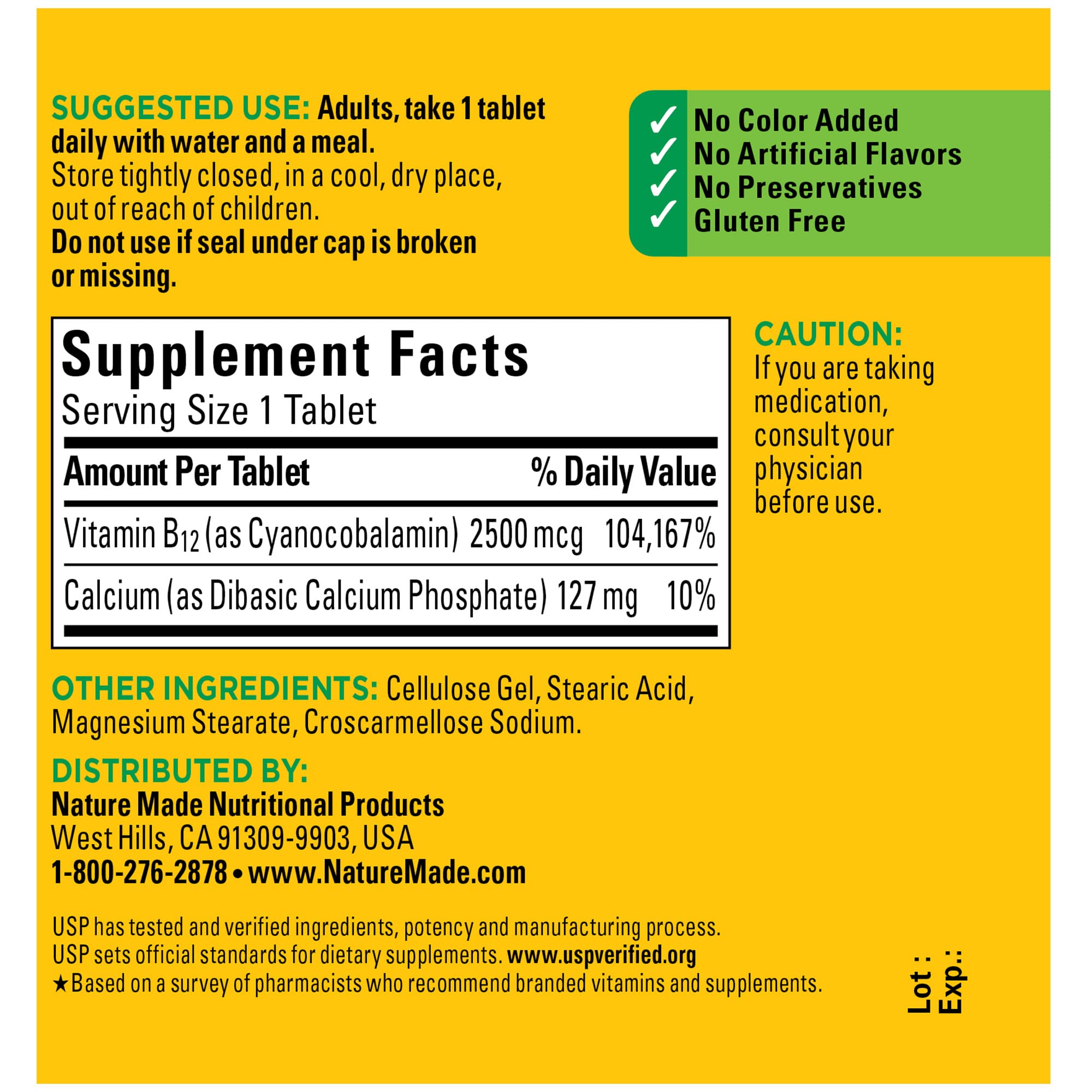 Nature Made Extra Strength Vitamin B12 2500 mcg, B12 Vitamins, Dietary Supplement for Energy Metabolism Support, 60 Tablets, 60 Day Supply - Image 5