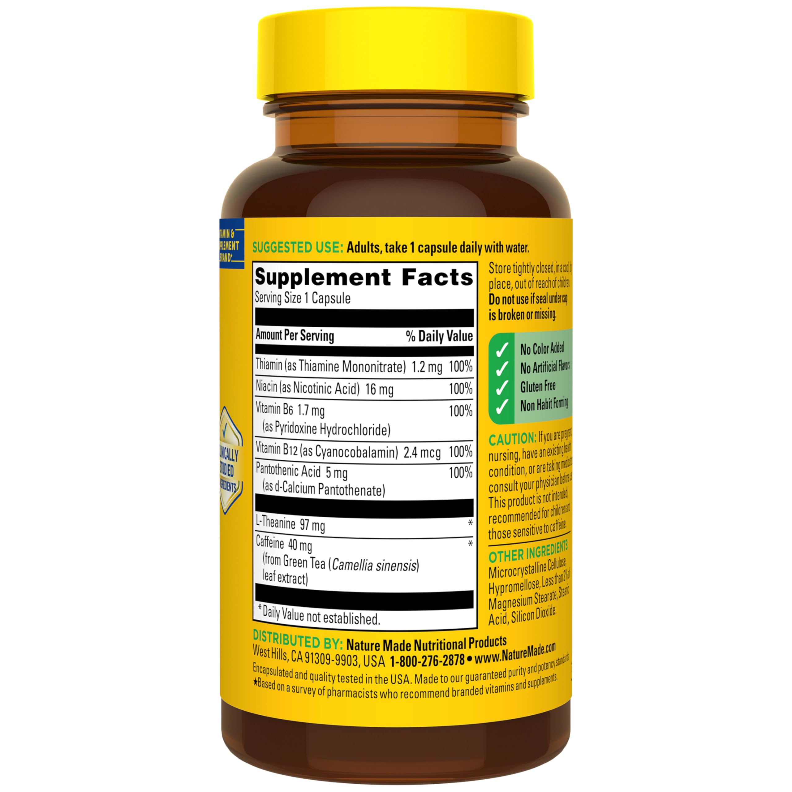 Nature Made Focus Boost Capsules, Green Tea Caffeine + L Theanine, B Vitamins, Fast Acting Focus Supplement, 30 Capsules, 30 Day Supply - Image 8