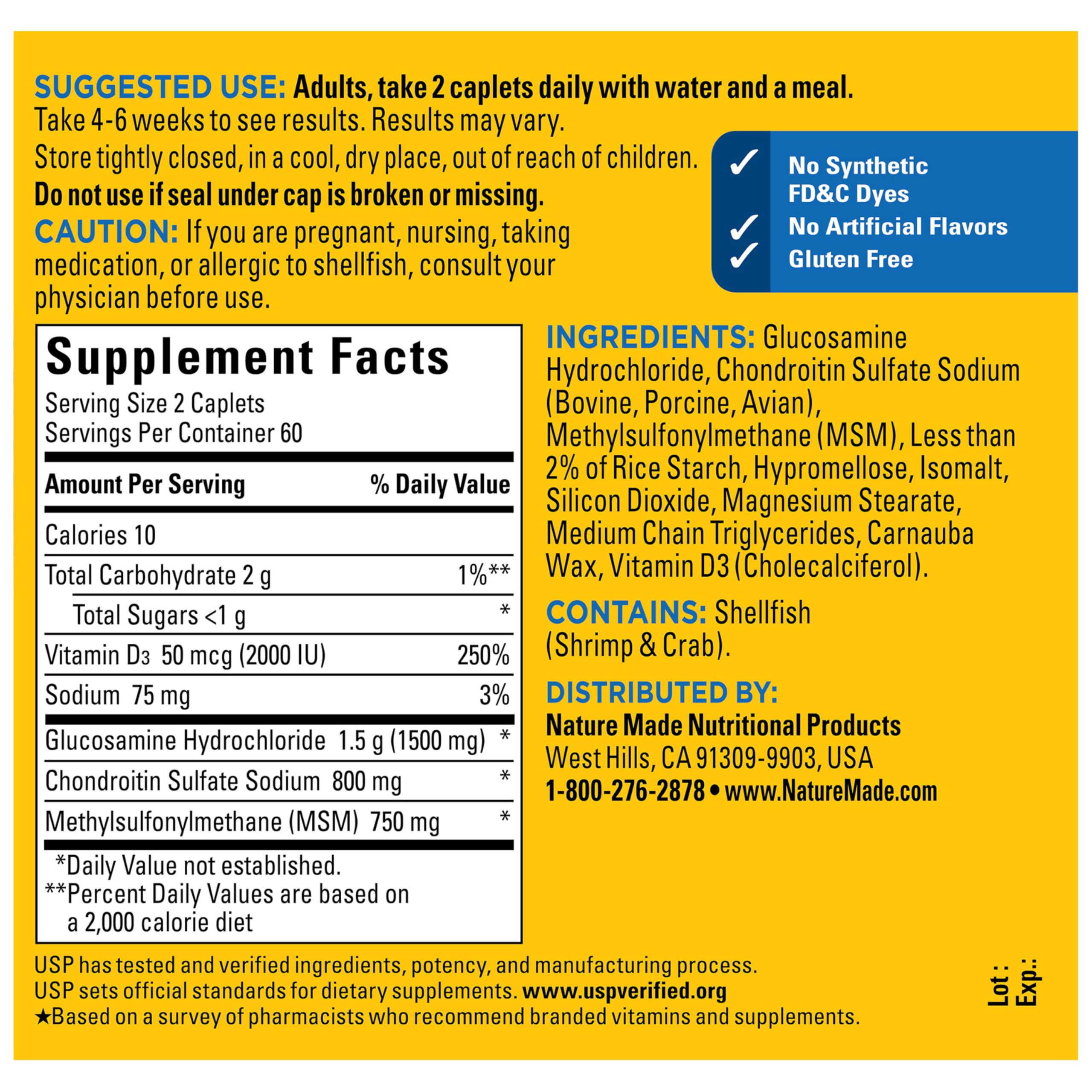 Nature Made Glucosamine Chondroitin Complex with MSM, Dietary MSM Glucosamine Chondroitin Supplement for Joint Support, 120 Caplets, 60 Day Supply - Image 7