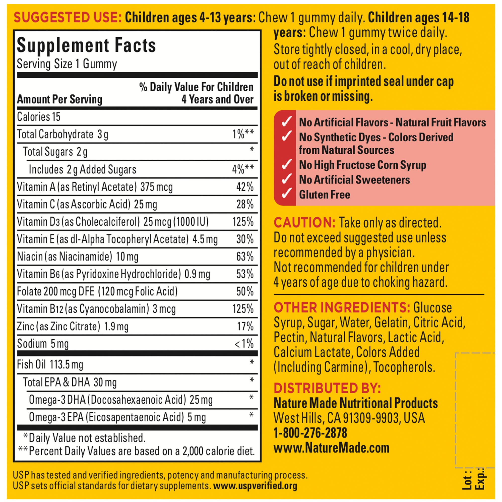 Nature Made Kids First Multivitamin with Omega-3, Kids Gummy Multivitamins with Vitamins and Minerals for Nutritional Support, 70 Gummies - Image 6