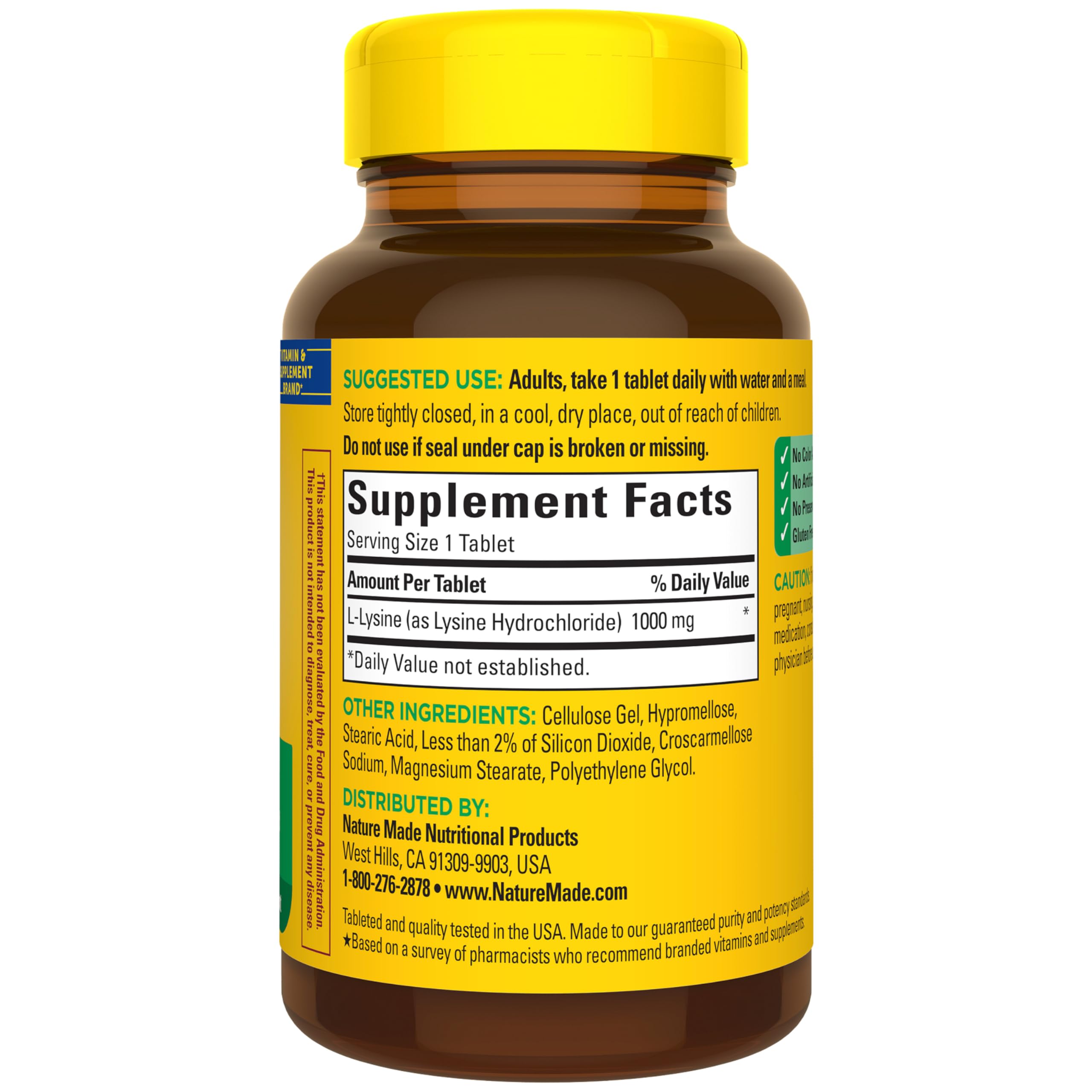 Nature Made L-Lysine 1000 mg, Dietary L-Lysine Supplements, 60 Tablets, 60 Day Supply - Image 7