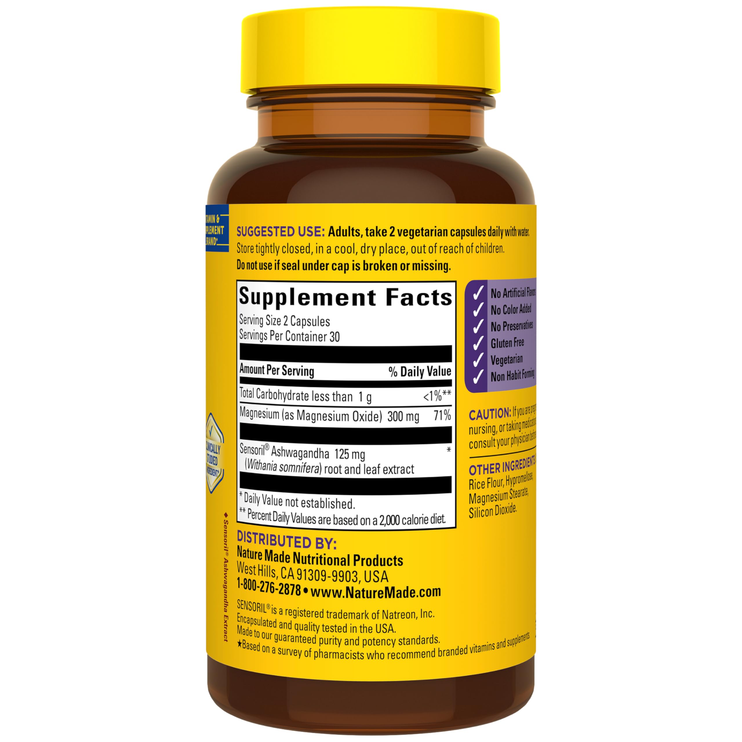 Nature Made Magnesium + Ashwagandha Capsules, Stress Relief and Sleep Support, Magnesium 300 mg and Ashwagandha Supplements, 60 Capsules, 30 Day Supply - Image 8