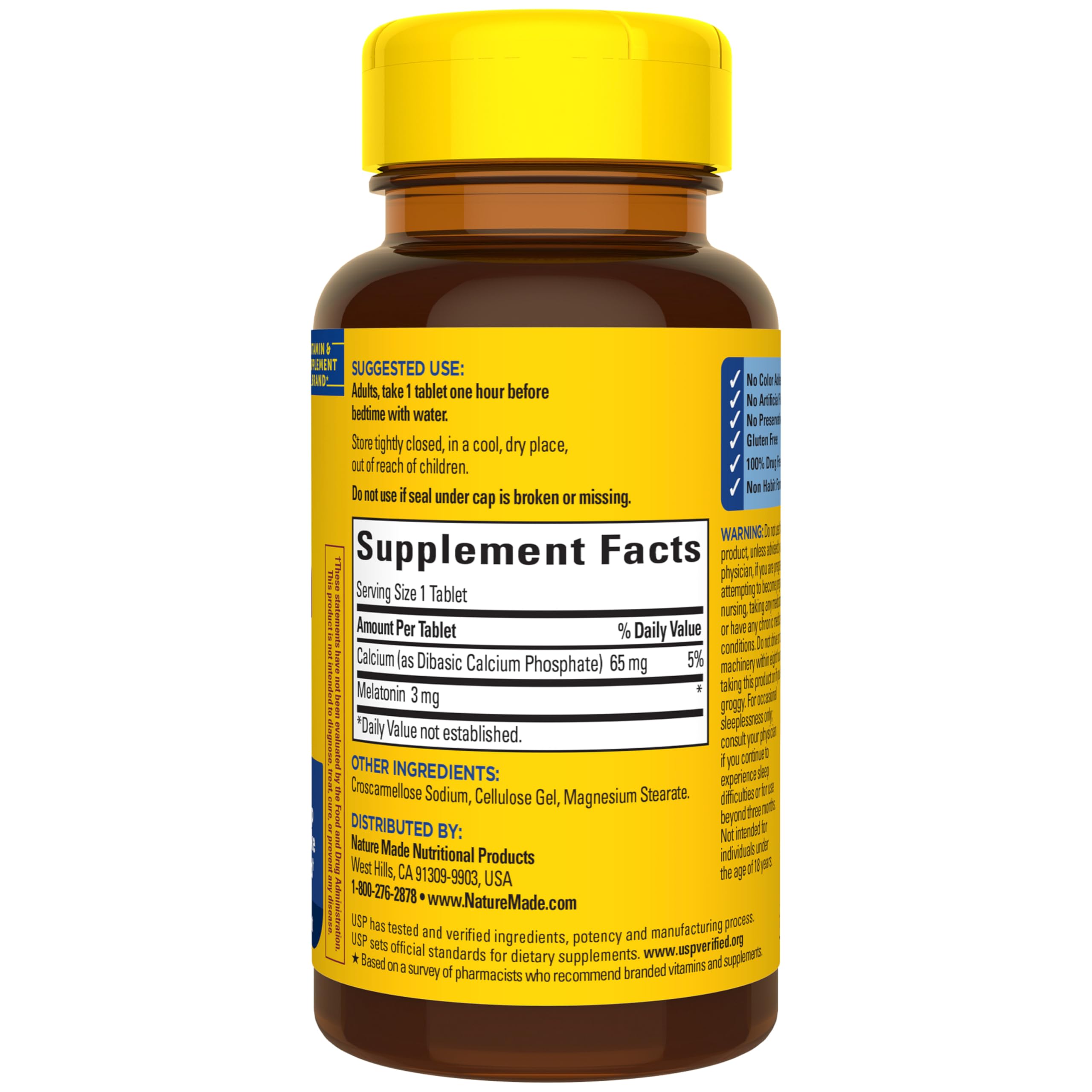 Nature Made Melatonin 3mg Sleep Aids for Adults, 100% Drug Free Sleep Aid, Sleep Supplements, 120 Tablets, 120 Day Supply - Image 7