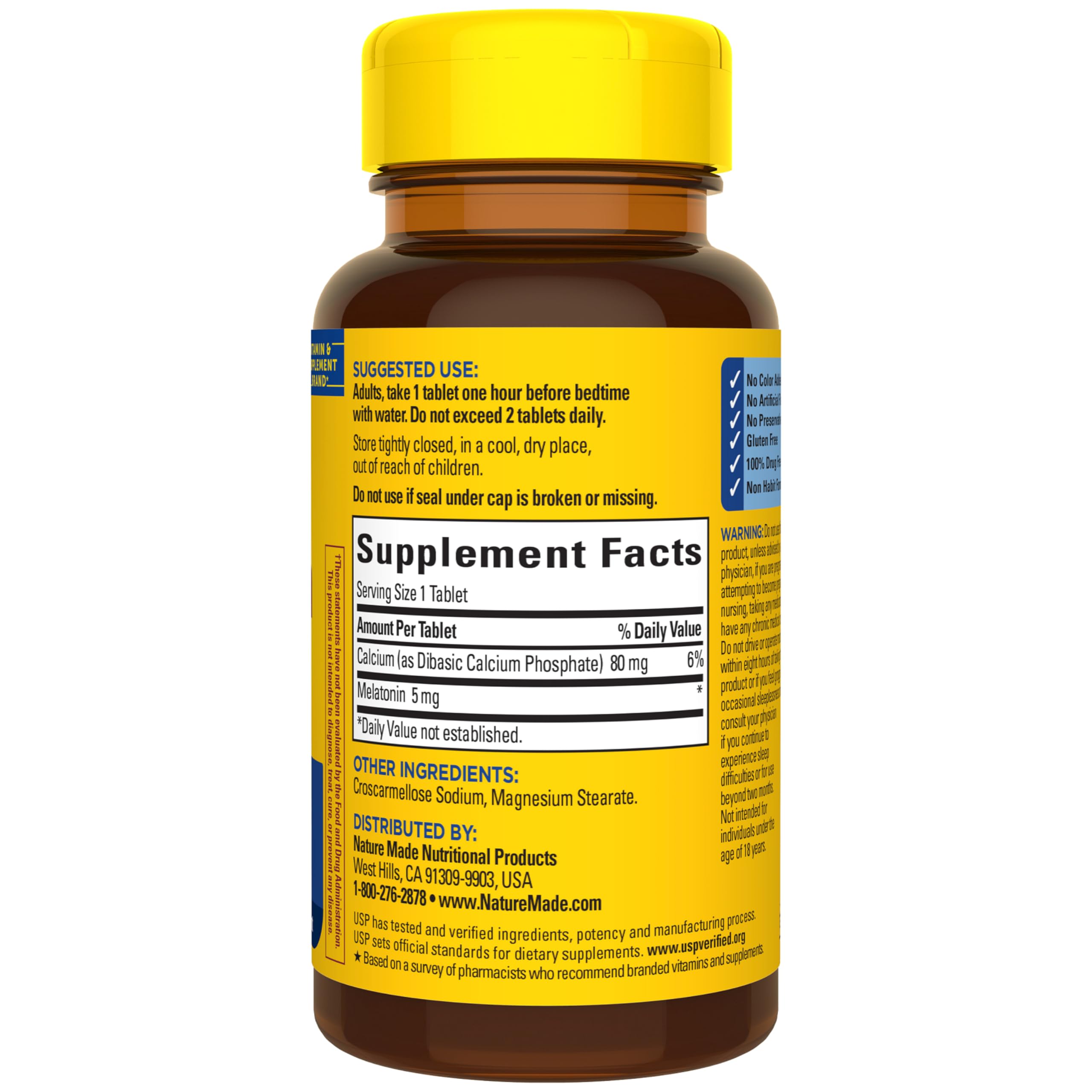 Nature Made Melatonin 5mg Extra Strength Tablets, 100% Drug Free Sleep Aid, Sleep Supplements for Adults, 300 Tablets, 300 Day Supply - Image 7