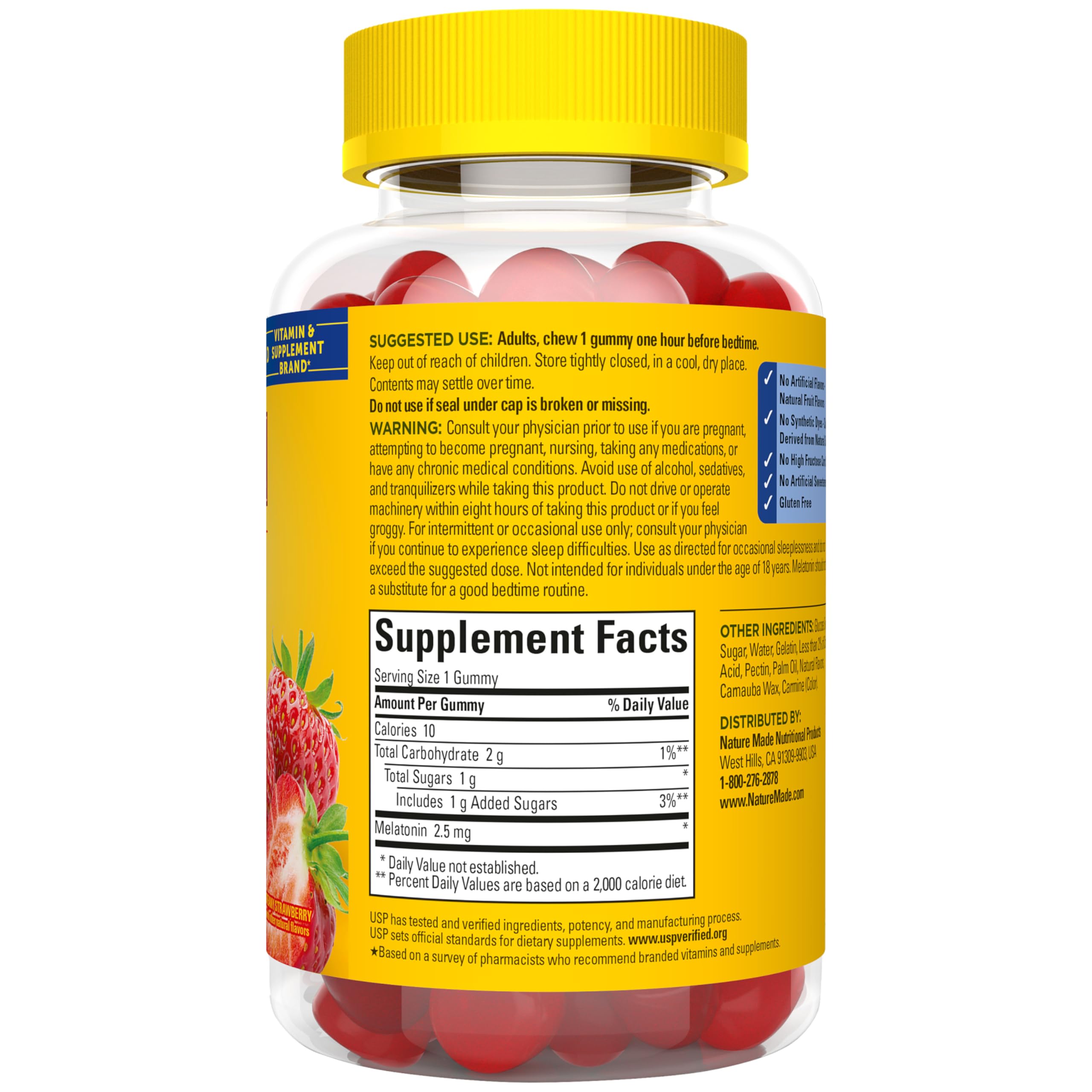 Nature Made Melatonin Gummies 2.5 mg, 100% Drug Free Sleep Aid for Adults, Melatonin Supplement 80 Count, 80 Day Supply - Image 7