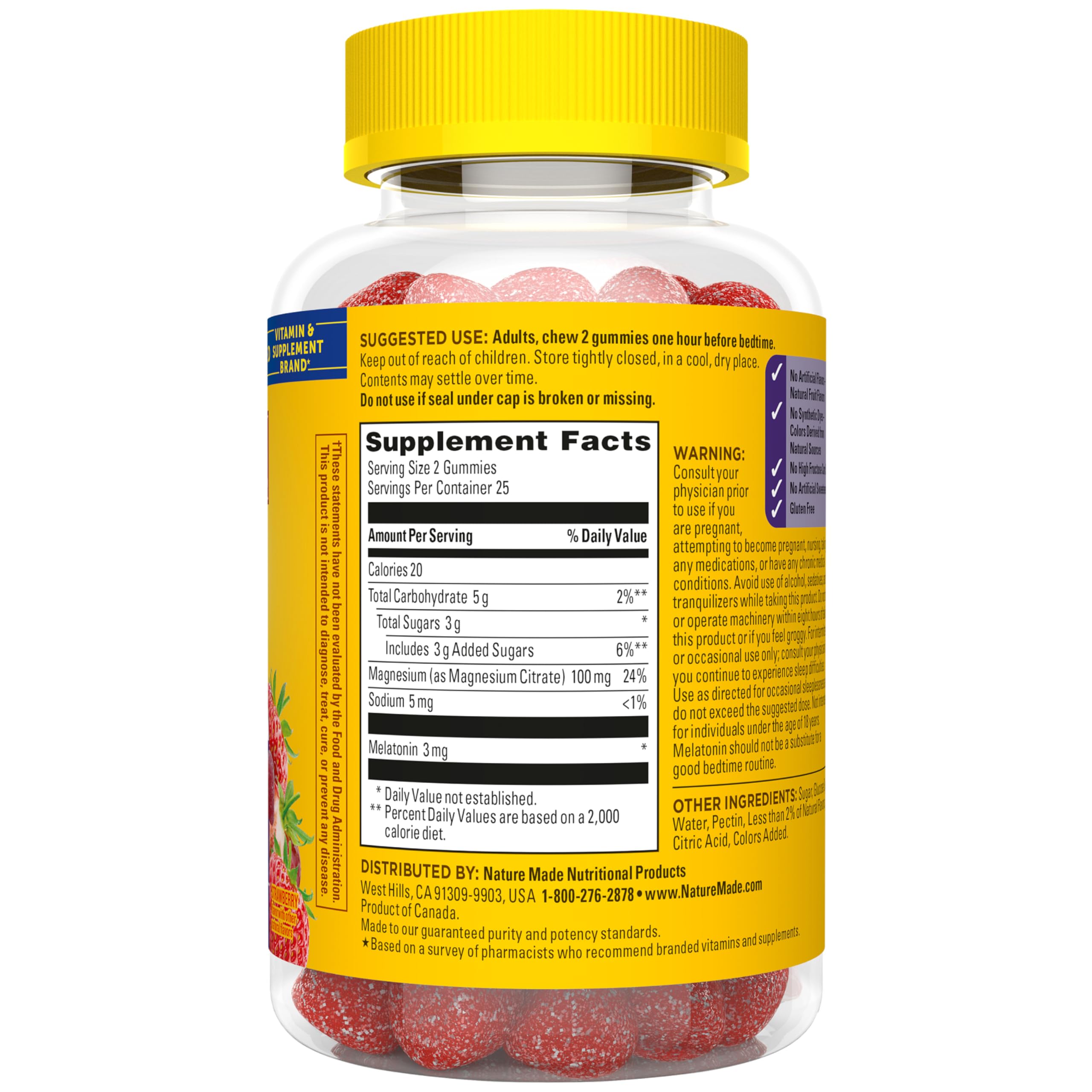 Nature Made Melatonin + Magnesium Gummies, Sleep and Relax Support, Melatonin 3mg Non-Habit Forming Sleep Aid, Magnesium Citrate, 50 Gummies - Image 9