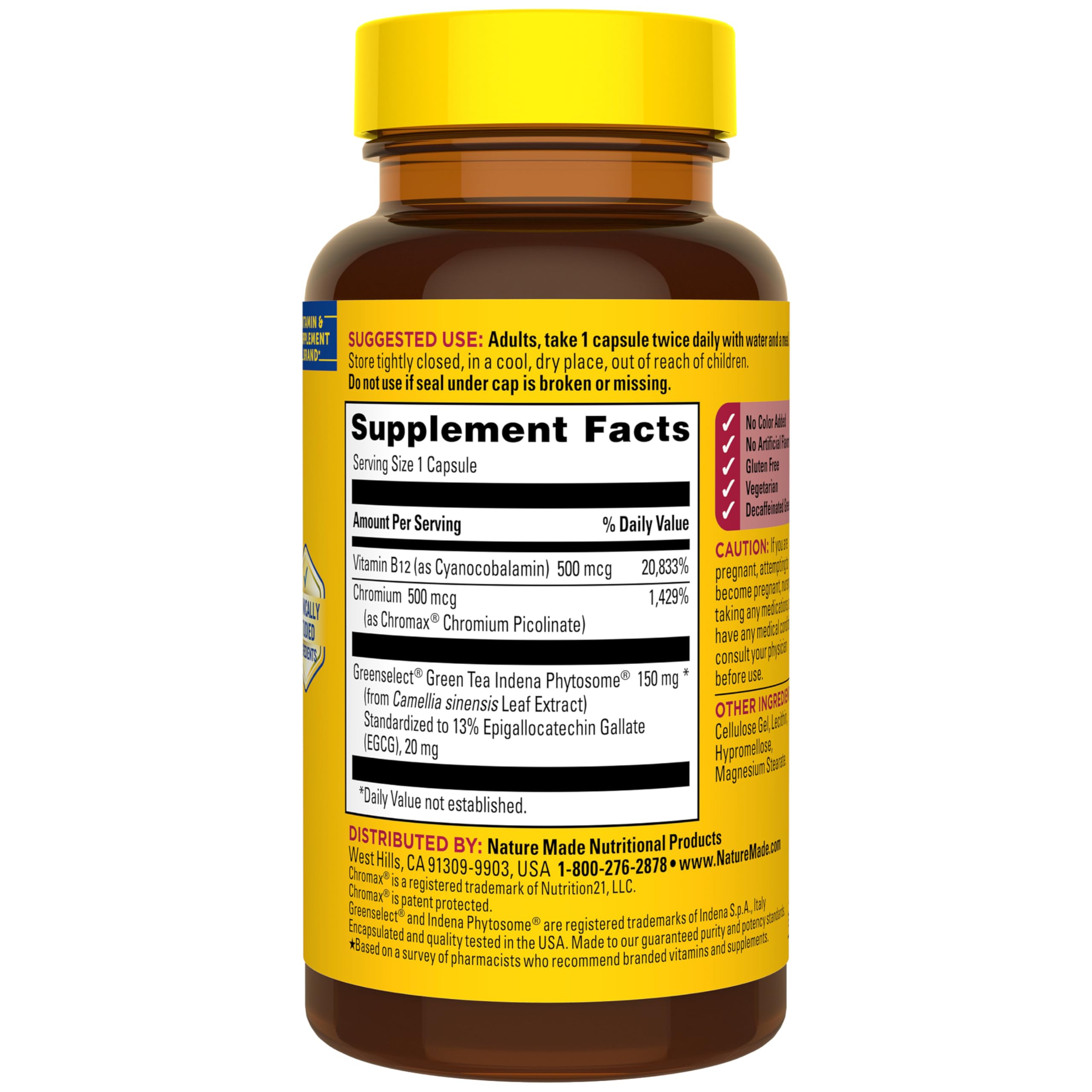 Nature Made Metabolyze Capsules, Chromium Picolinate, Green Tea Extract and B12, Healthy Weight Management & Fat Metabolism Support, 60 Capsules, 30 Day Supply - Image 6