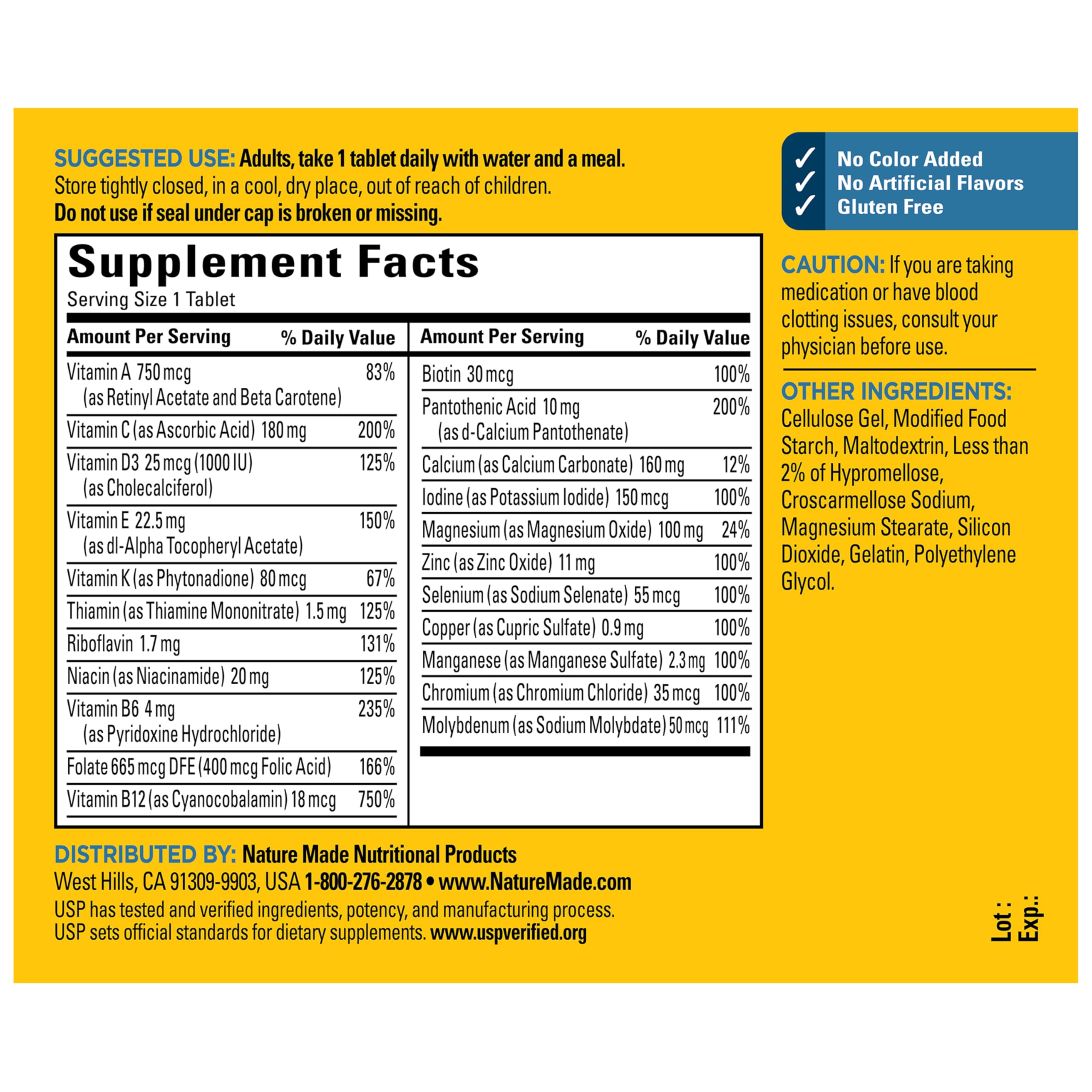 Nature Made Multivitamin for Him, Mens Multivitamins with No Iron, Daily Nutritional Support, Nature Made Multi Mens Vitamins & Minerals, 90 Tablets, 90 Day Supply - Image 7