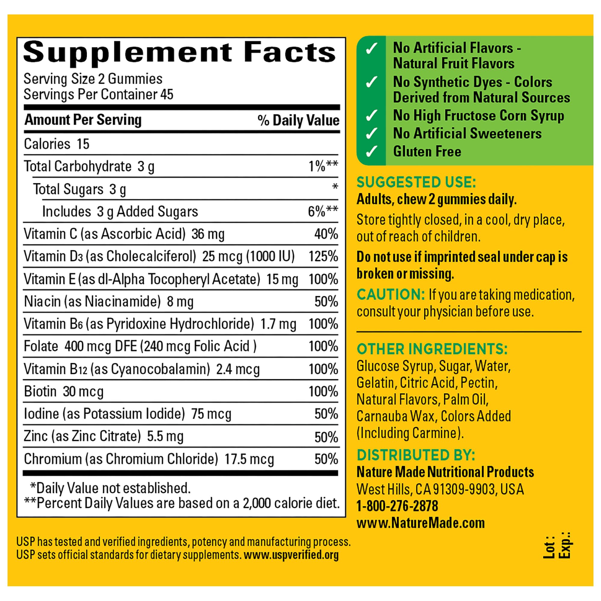 Nature Made Multivitamin Gummies, Mens & Womens Gummy Vitamins & Minerals, Adult Multivitamin Gummy, Daily Nutritional Support, 90 Vitamin Gummies, 45 Day Supply - Image 5