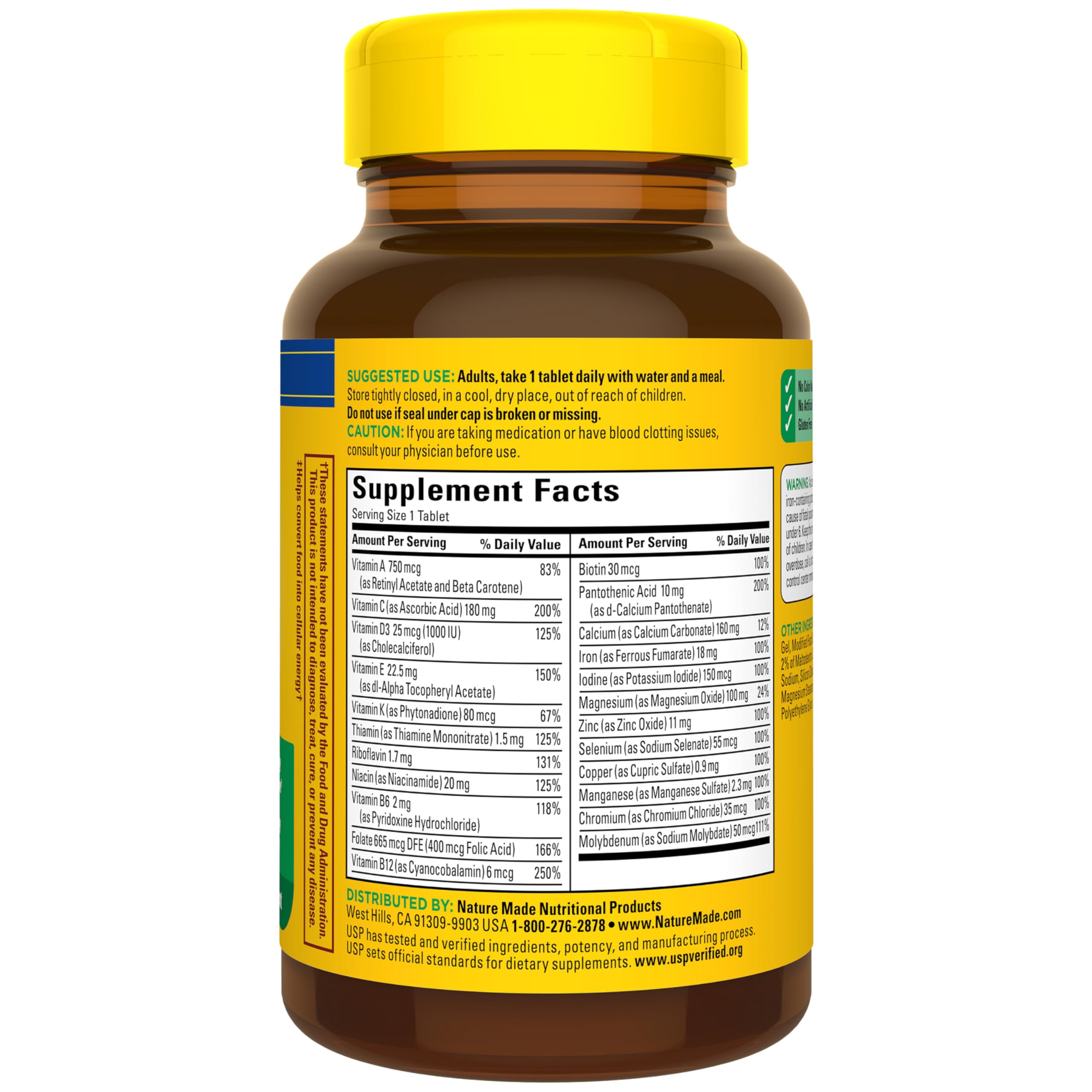 Nature Made Multivitamin Tablets with Iron, Multivitamin for Women and Men for Daily Nutritional Support, Nature Made Multi Vitamins for Adults, 130 Tablets, 130 Day Supply - Image 8