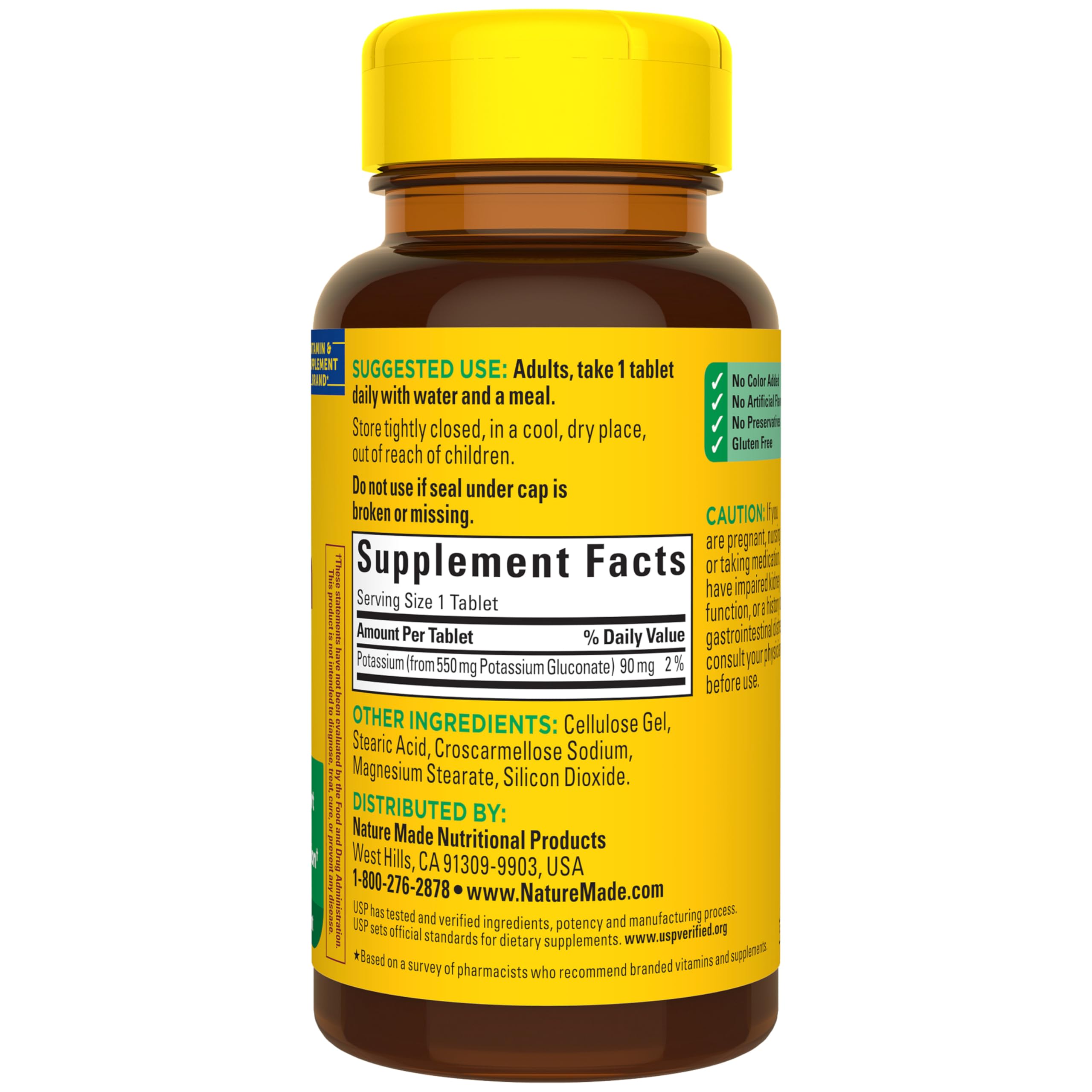 Nature Made Potassium Gluconate 550 mg, Potassium Supplements, Dietary Supplement for Heart Health Support, 100 Tablets, 100 Day Supply - Image 7