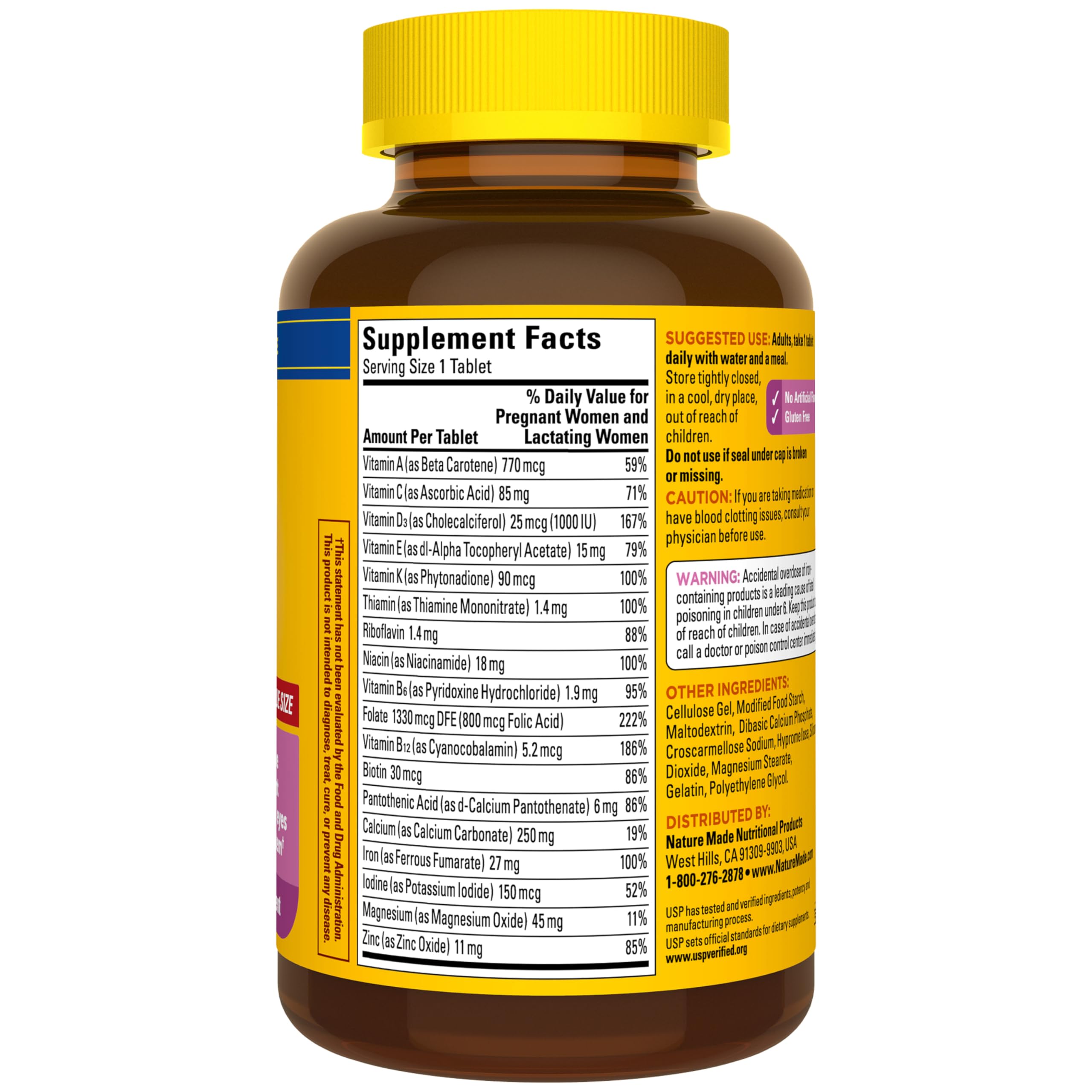 Nature Made Prenatal Multivitamin with Folic Acid, Vitamin & Mineral Supplement, Daily Nutritional Support, Prenatal Vitamins for Women, 250 Tablets, 250 Day Supply - Image 9