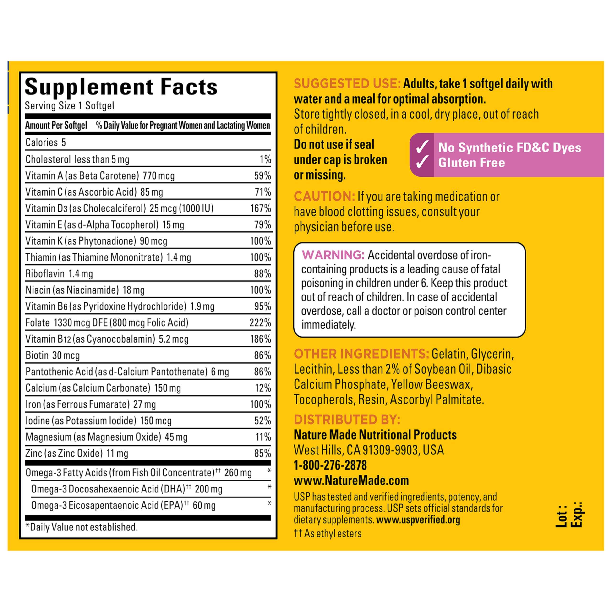 Nature Made Prenatal Vitamins for Women with Folic Acid + DHA, Prenatal Vitamin and Mineral Supplement for Daily Nutritional Support, 60 Softgels, 60 Day Supply - Image 8