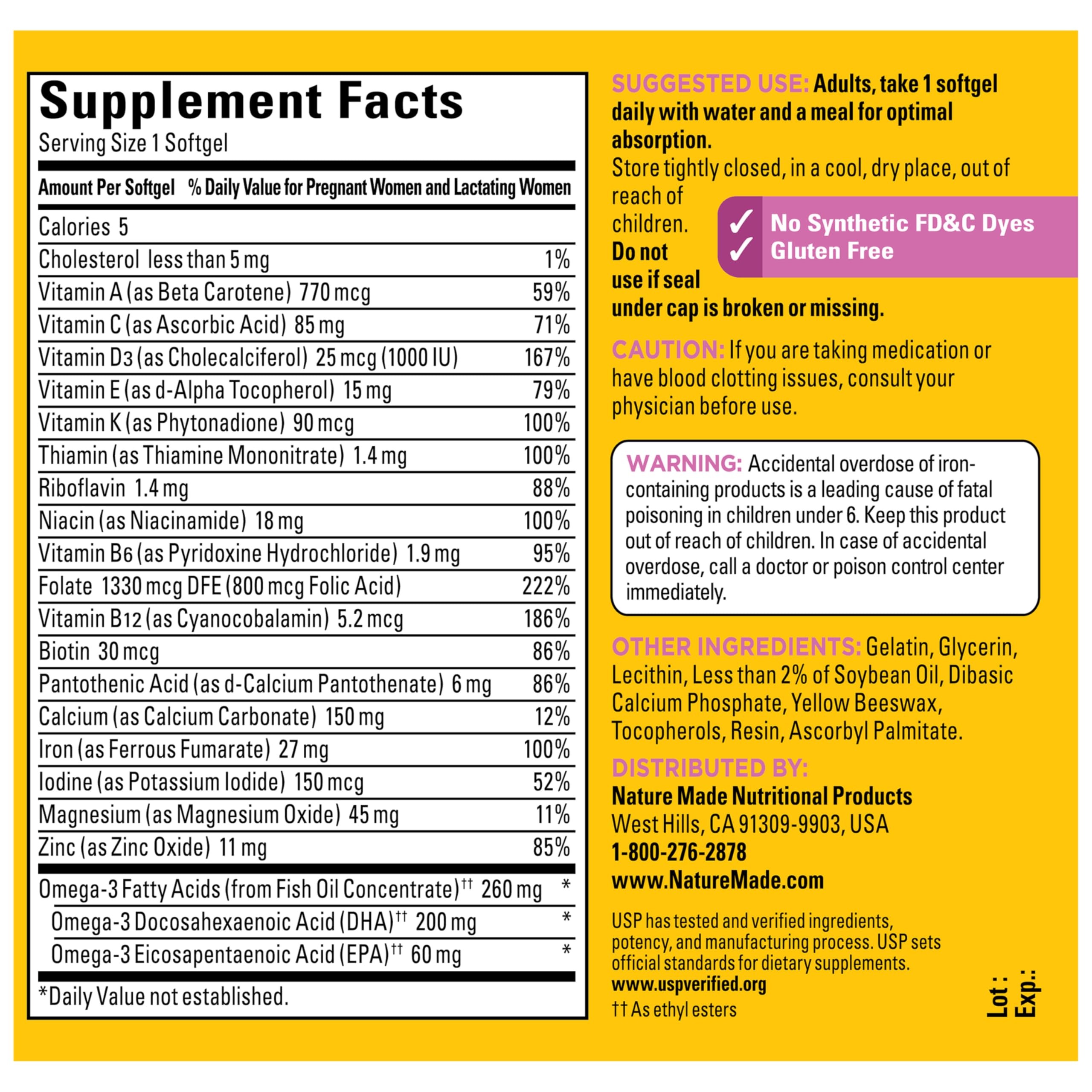 Nature Made Prenatal Vitamins for Women with Folic Acid + DHA, Prenatal Vitamin and Mineral Supplement for Daily Nutritional Support, 90 Softgels, 90 Day Supply - Image 8