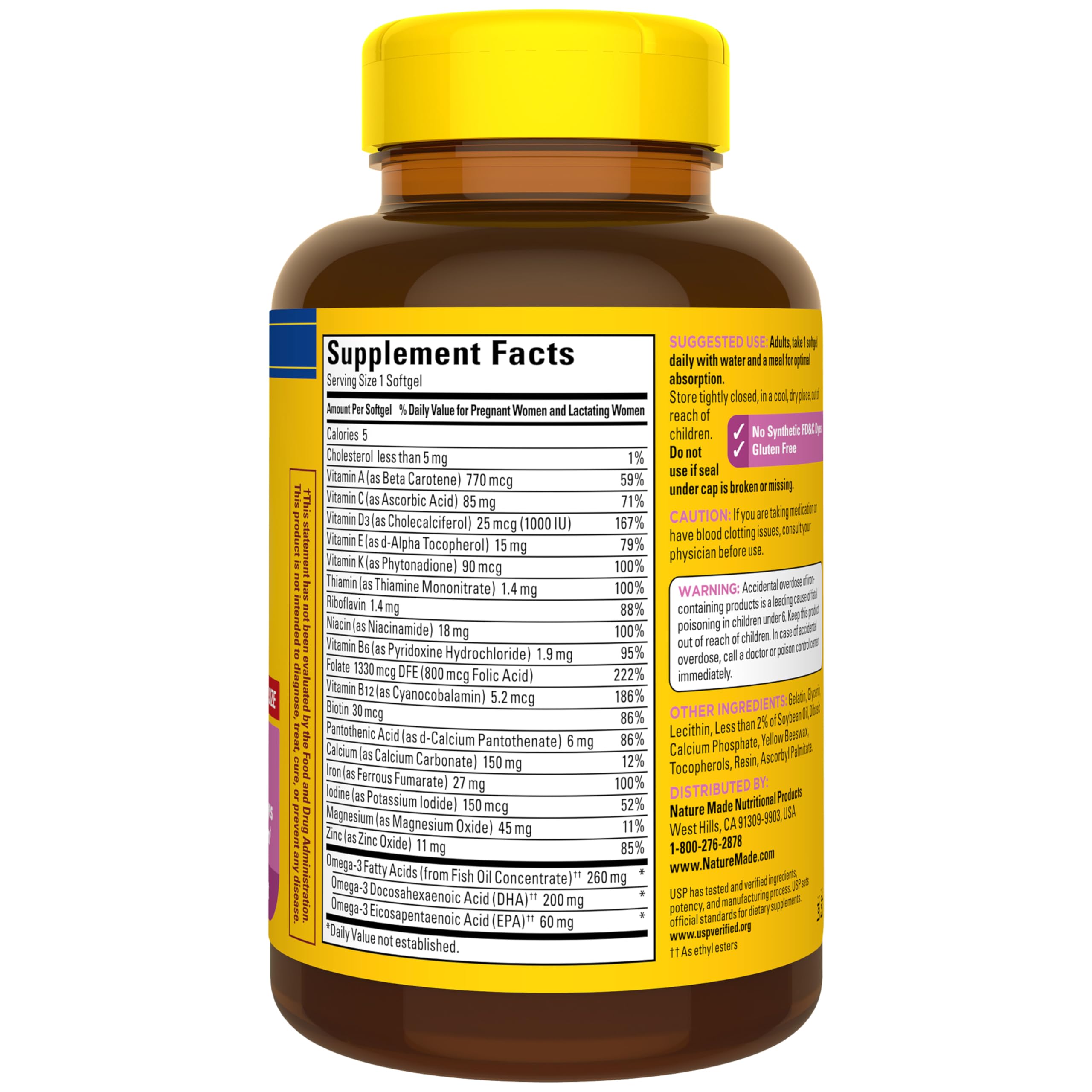 Nature Made Prenatal Vitamins for Women with Folic Acid + DHA, Prenatal Vitamin and Mineral Supplement for Daily Nutritional Support, 90 Softgels, 90 Day Supply - Image 9