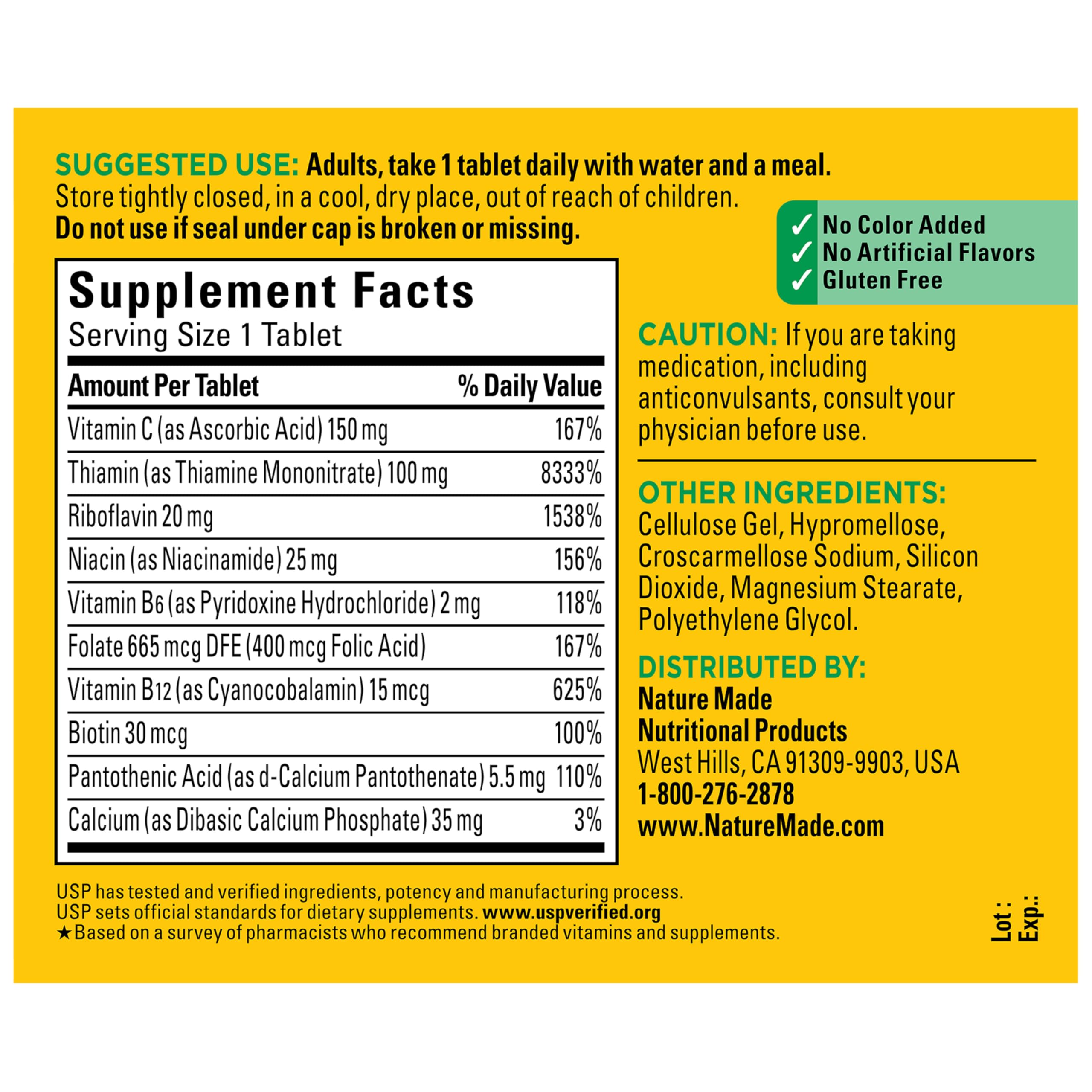 Nature Made Super B Complex with Vitamin C & Folic Acid, B Complex Vitamins for Women and Men, Dietary Supplement for Immune Support, 140 Tablets, 140 Day Supply - Image 8