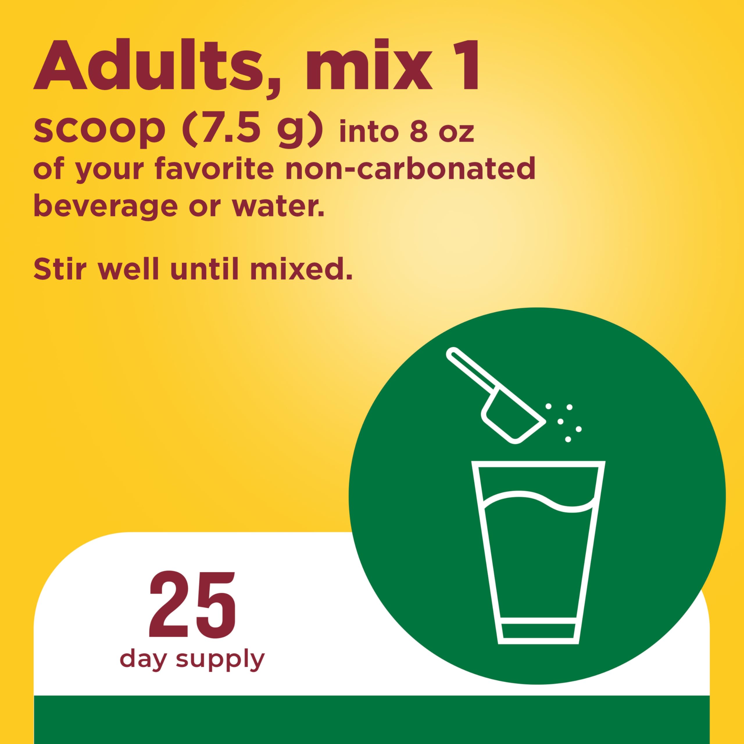 Nature Made Super Greens Powder with Prebiotic Fiber Drink Mix, Made with 1 Cup Veggies Per Serving, Fiber Supplement + Vitamins and Minerals, 25 Day Supply - Image 5