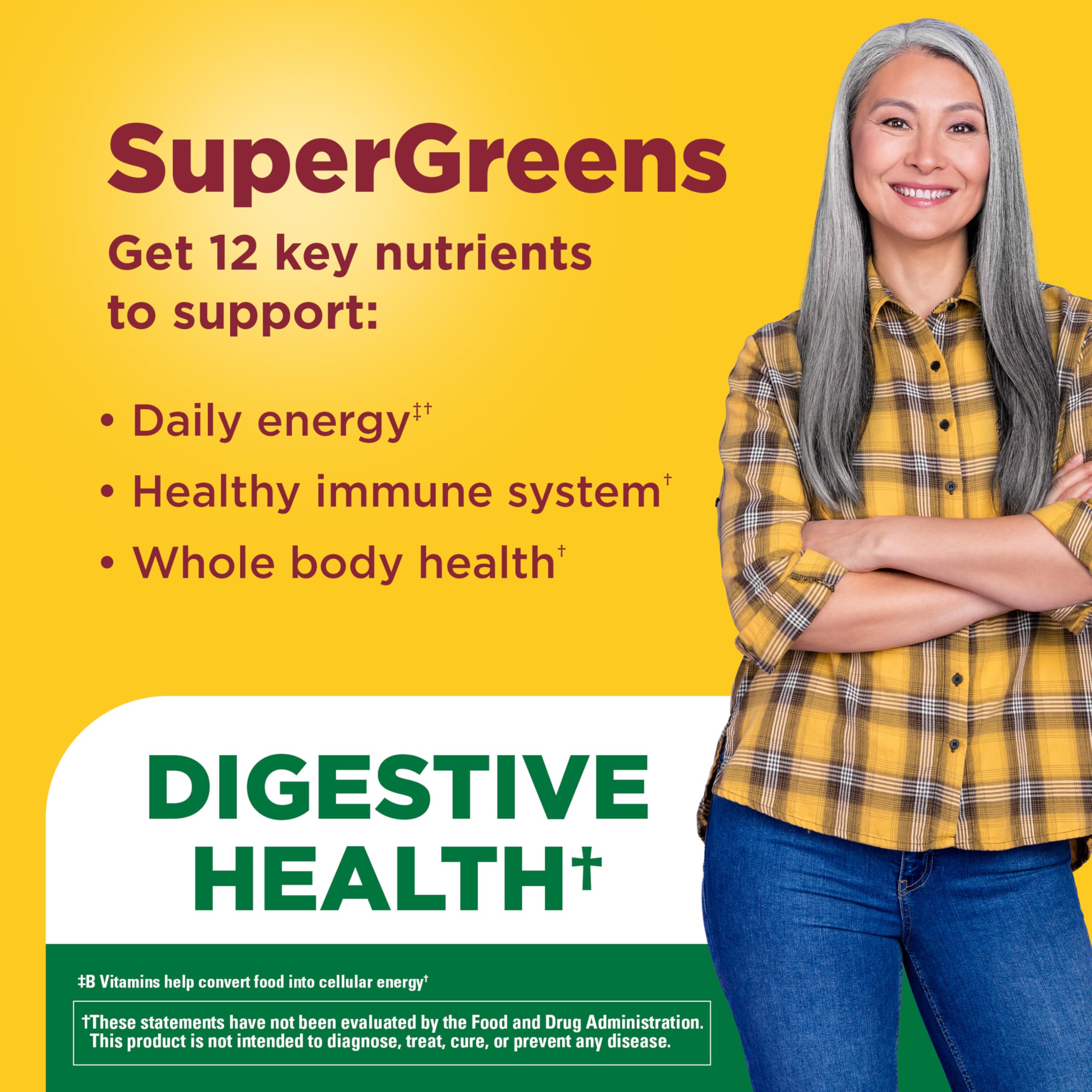 Nature Made Super Greens with Probiotic Capsules, Made with 1/2 Cup Veggies Per Serving + Probiotics for Digestive Health, 75 Capsules, 25 Day Supply - Image 3