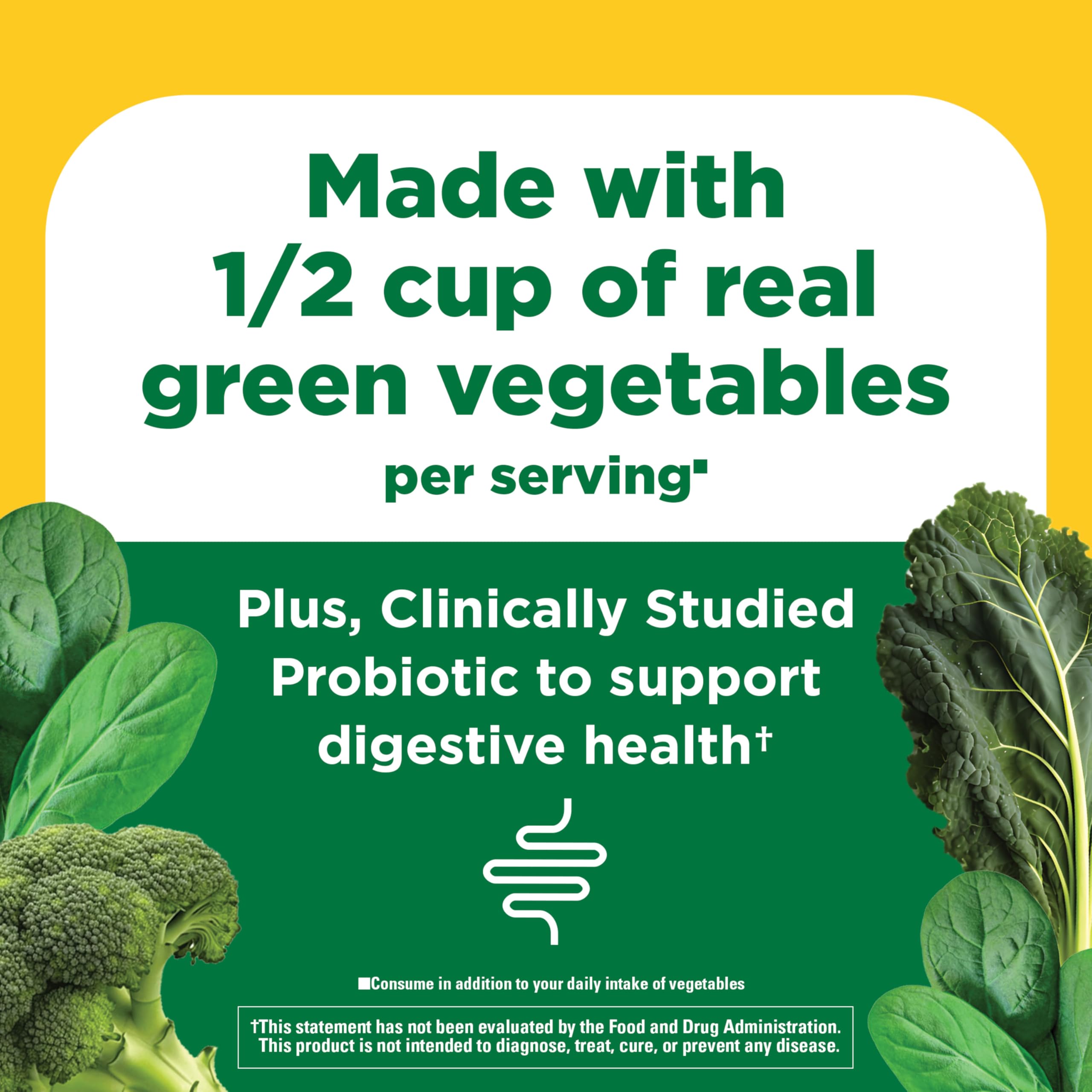 Nature Made Super Greens with Probiotic Capsules, Made with 1/2 Cup Veggies Per Serving + Probiotics for Digestive Health, 75 Capsules, 25 Day Supply - Image 4