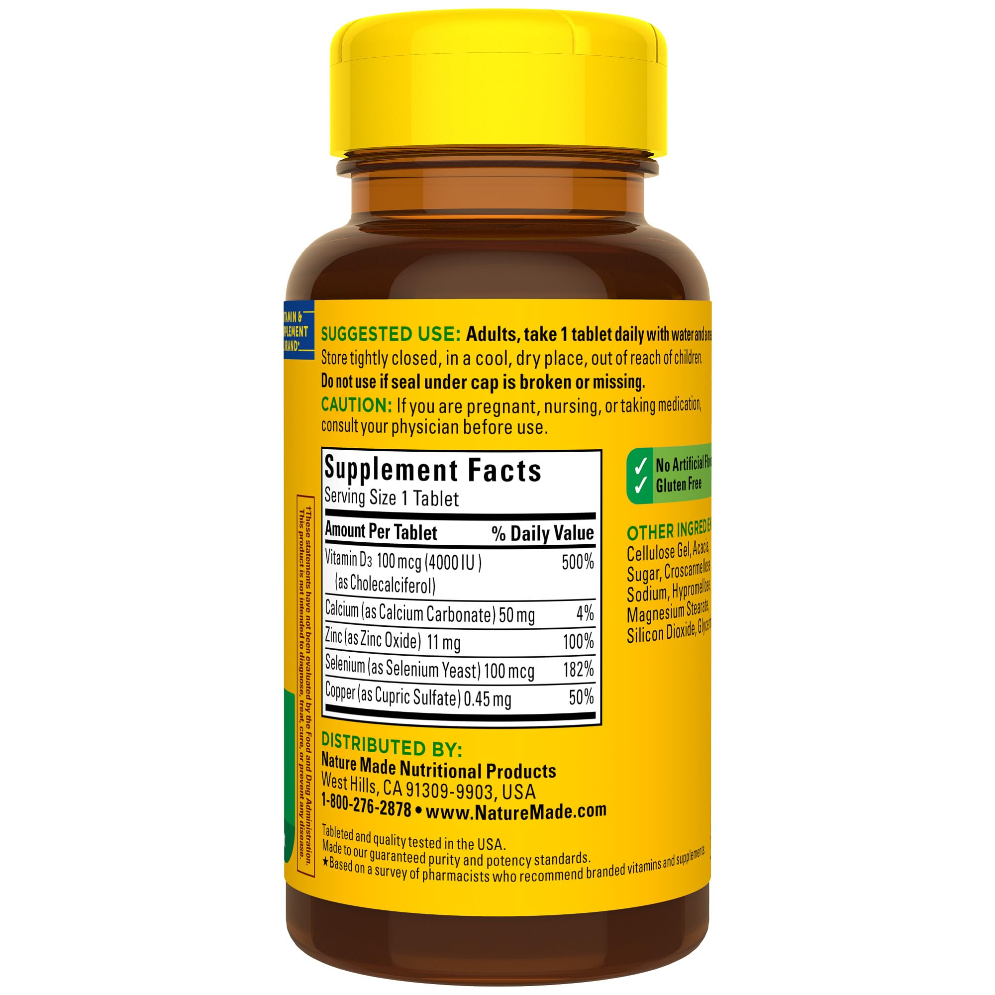 Nature Made Super Vitamin D Immune Complex, Vitamin D3, Selenium, Copper and Zinc Supplements for Immune Support, 70 Tablets, 70 Day Supply - Image 8