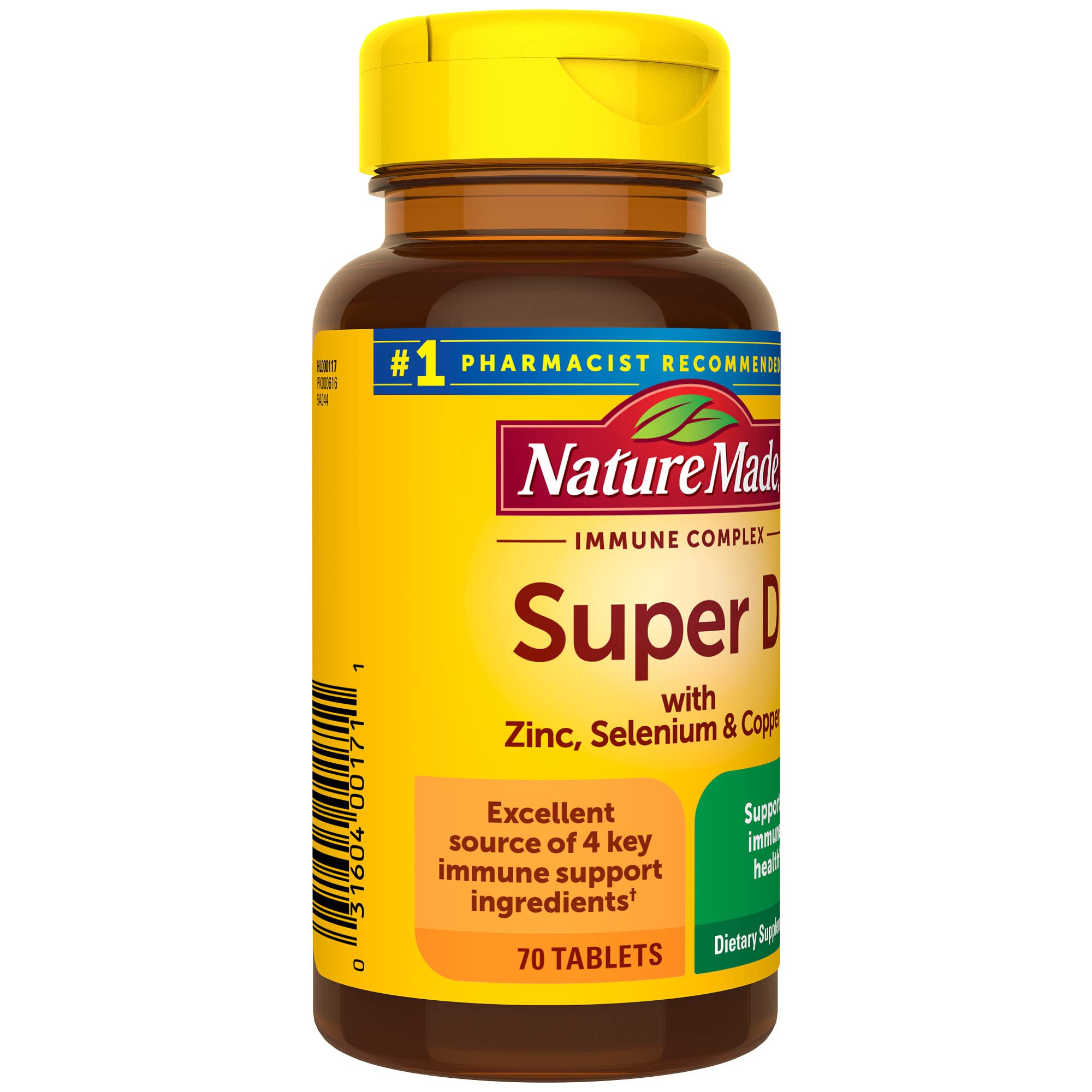 Nature Made Super Vitamin D Immune Complex, Vitamin D3, Selenium, Copper and Zinc Supplements for Immune Support, 70 Tablets, 70 Day Supply - Image 9