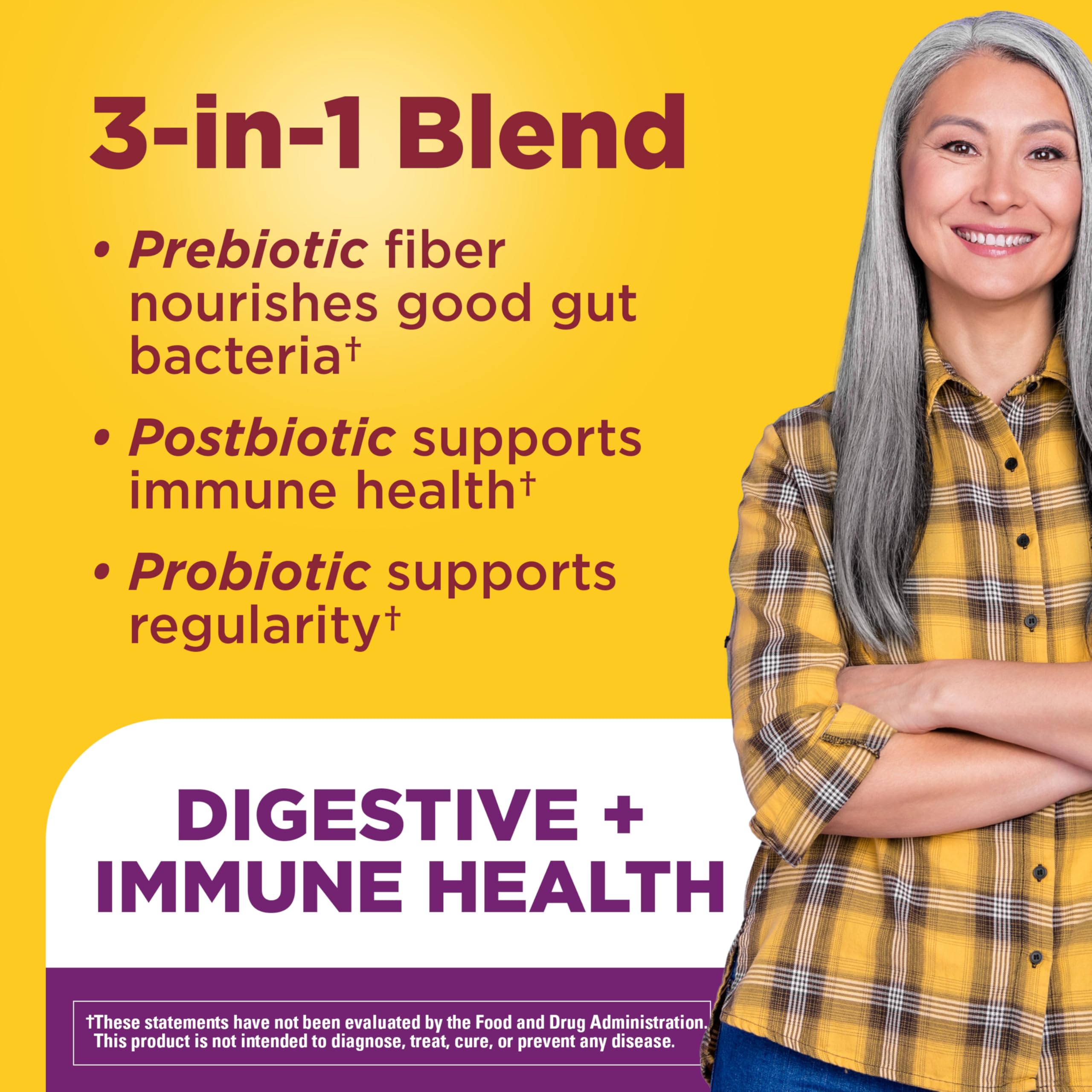 Nature Made Triple-Action Biotics, Gut and Immune Health Support, Digestive Probiotics for Women and Men, Prebiotic Fiber Gummies, 48 Gummies, 24 Day Supply - Image 3