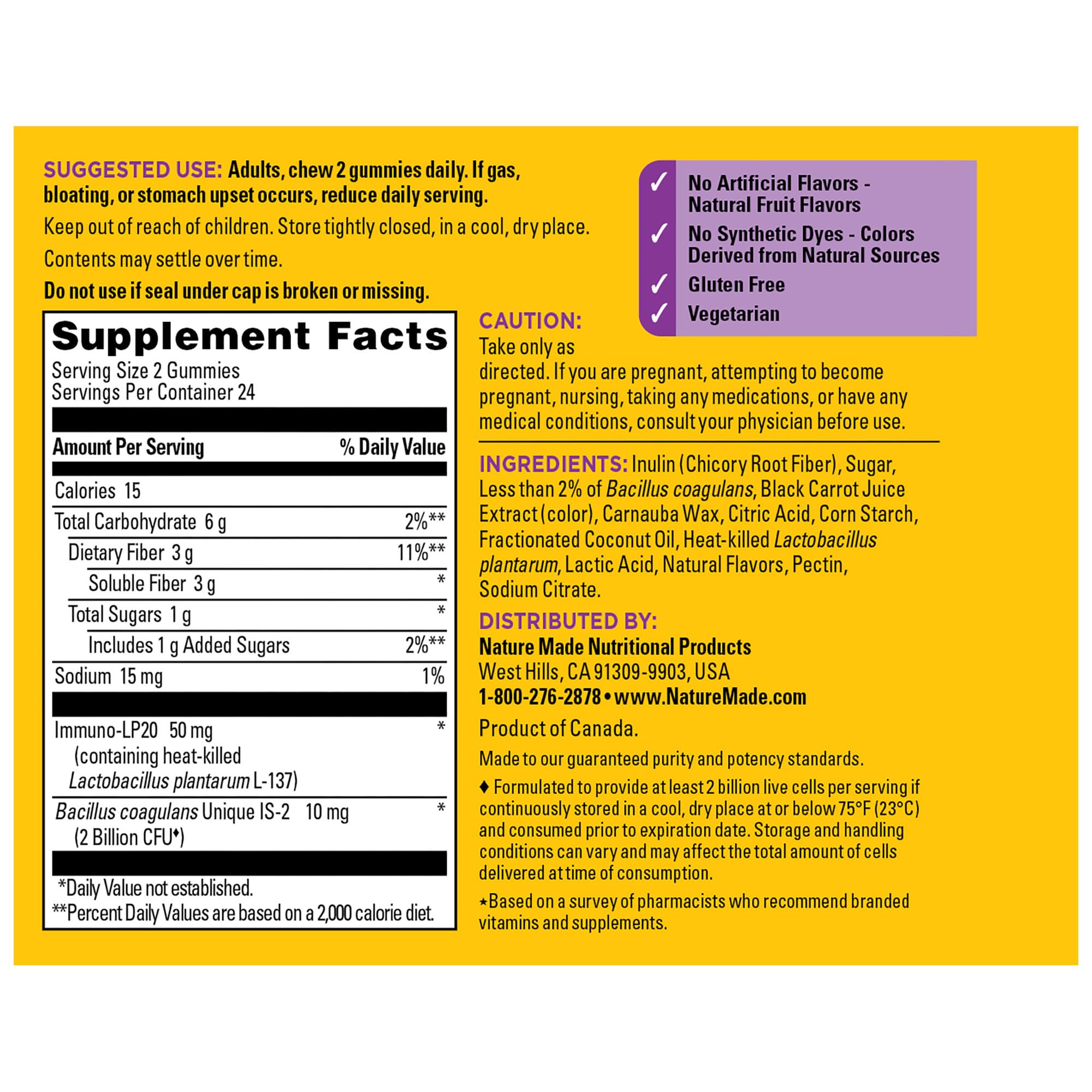 Nature Made Triple-Action Biotics, Gut and Immune Health Support, Digestive Probiotics for Women and Men, Prebiotic Fiber Gummies, 48 Gummies, 24 Day Supply - Image 7