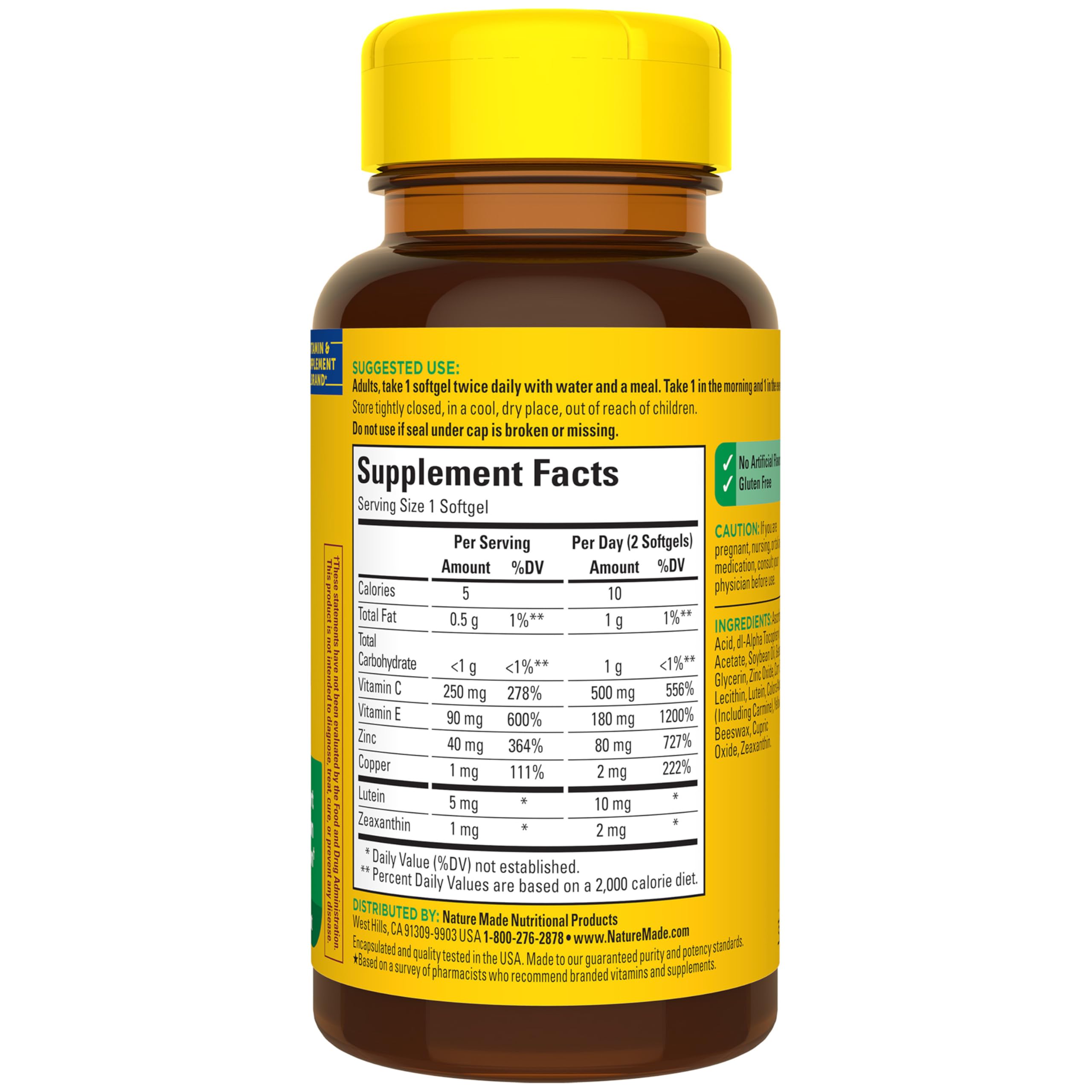 Nature Made Vision Based on the AREDS 2 Formula, Eye Vitamins with Lutein & Zeaxanthin, Vitamin C, Vitamin E, Zinc and Copper for Healthy Vision and Eye Function Support, 60 Softgels, 30 Day Supply - Image 8