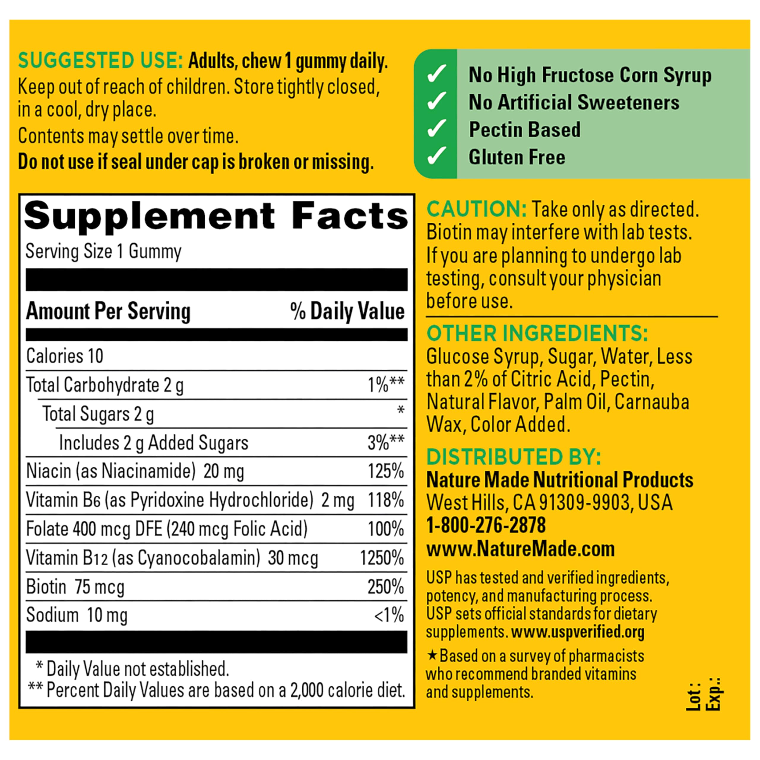 Nature Made Vitamin B Complex Gummies, 5 B Vitamins for Energy and Brain Support, 60 Pectin Based Gummies, 60 Day Supply - Image 8