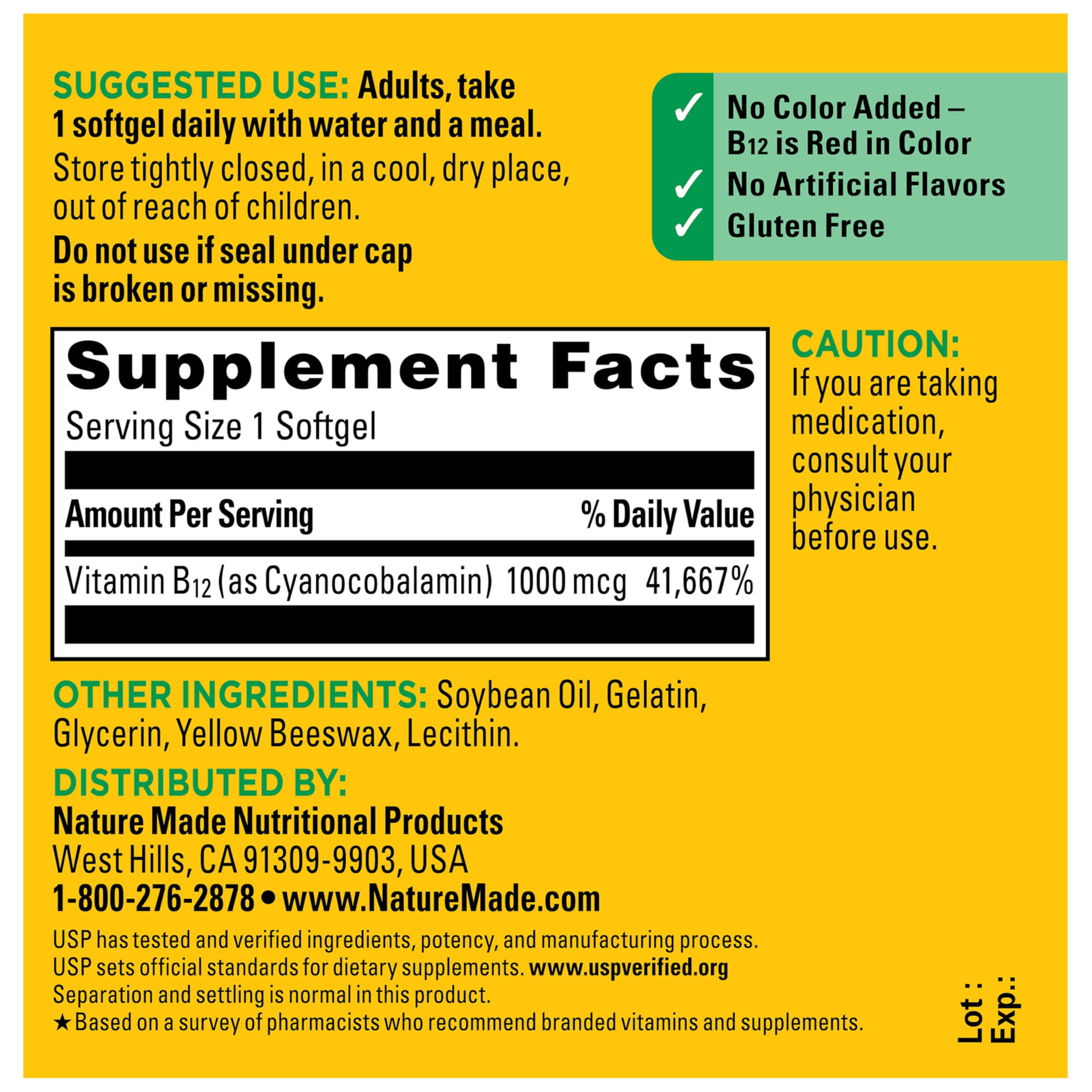 Nature Made Vitamin B12 1000 mcg, Dietary Supplement for Energy Metabolism Support, B12 Vitamins 1000 mcg, 150 Softgels, 150 Day Supply - Image 7