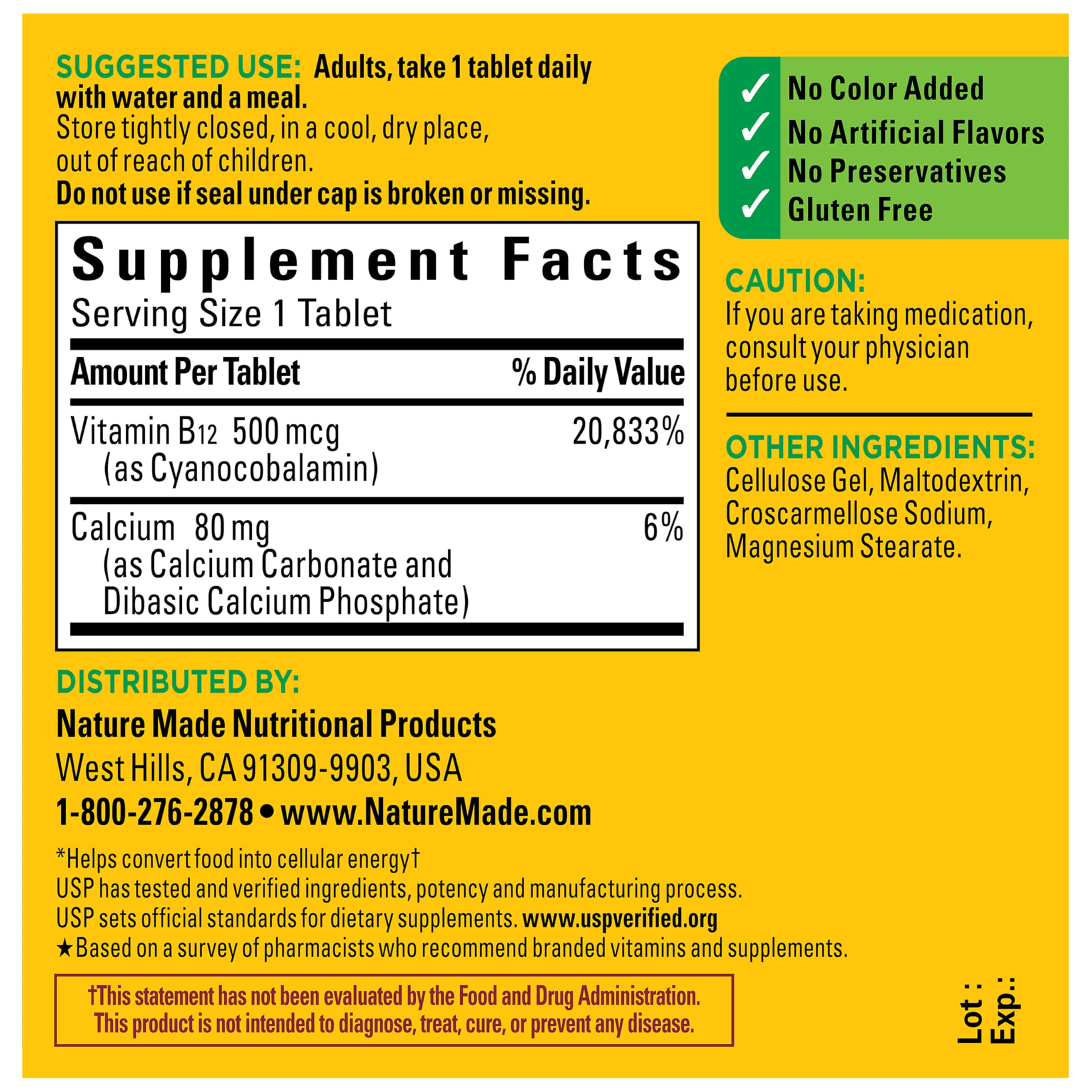 Nature Made Vitamin B12 500 mcg, Dietary Supplement for Energy Metabolism Support, B12 Vitamins 500 mcg, 200 Tablets, 200 Day Supply - Image 7