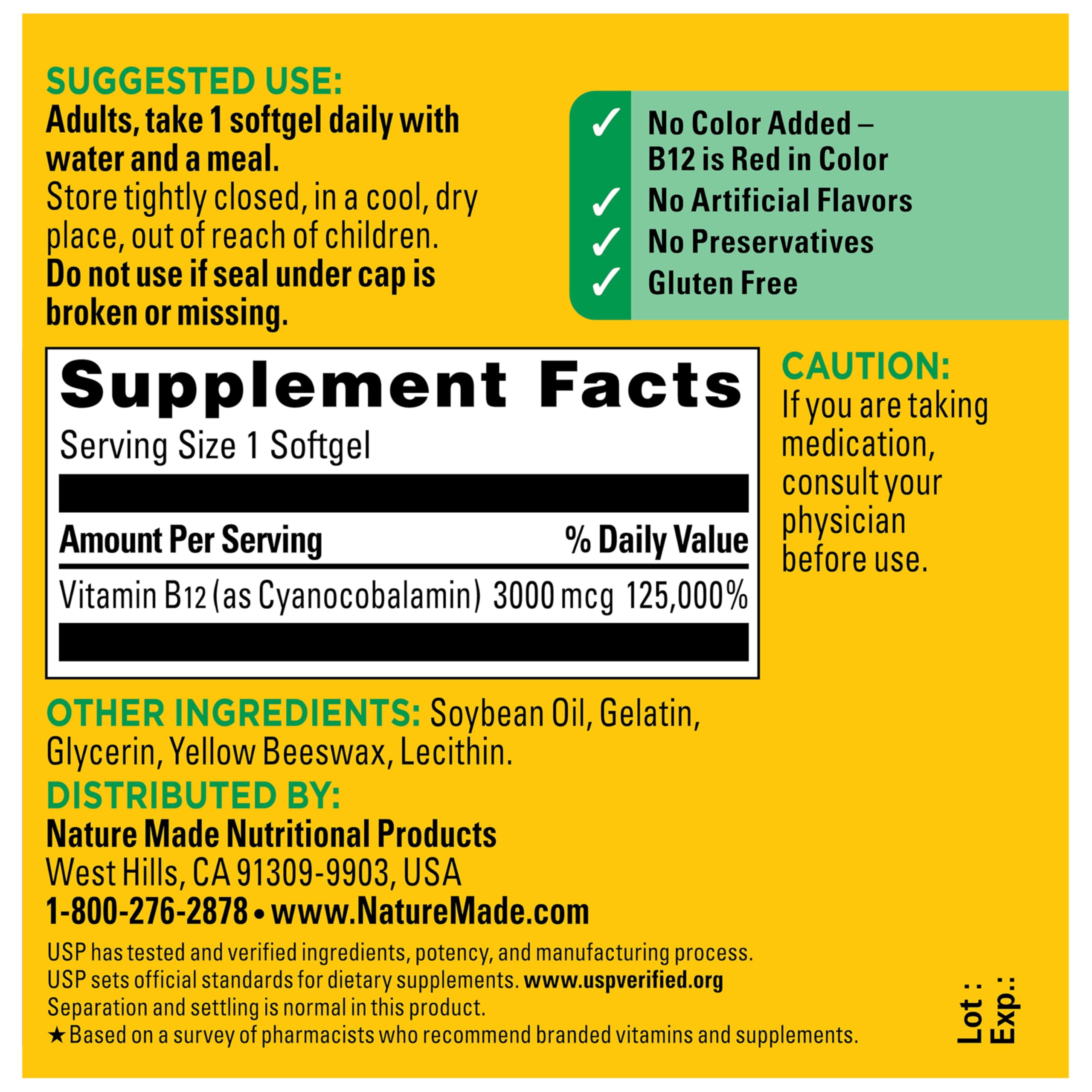 Nature Made Vitamin B12 Extra Strength 3000 mcg, B12 Vitamin Supplement for Energy Metabolism Support, 60 Softgels, 60 Day Supply - Image 7