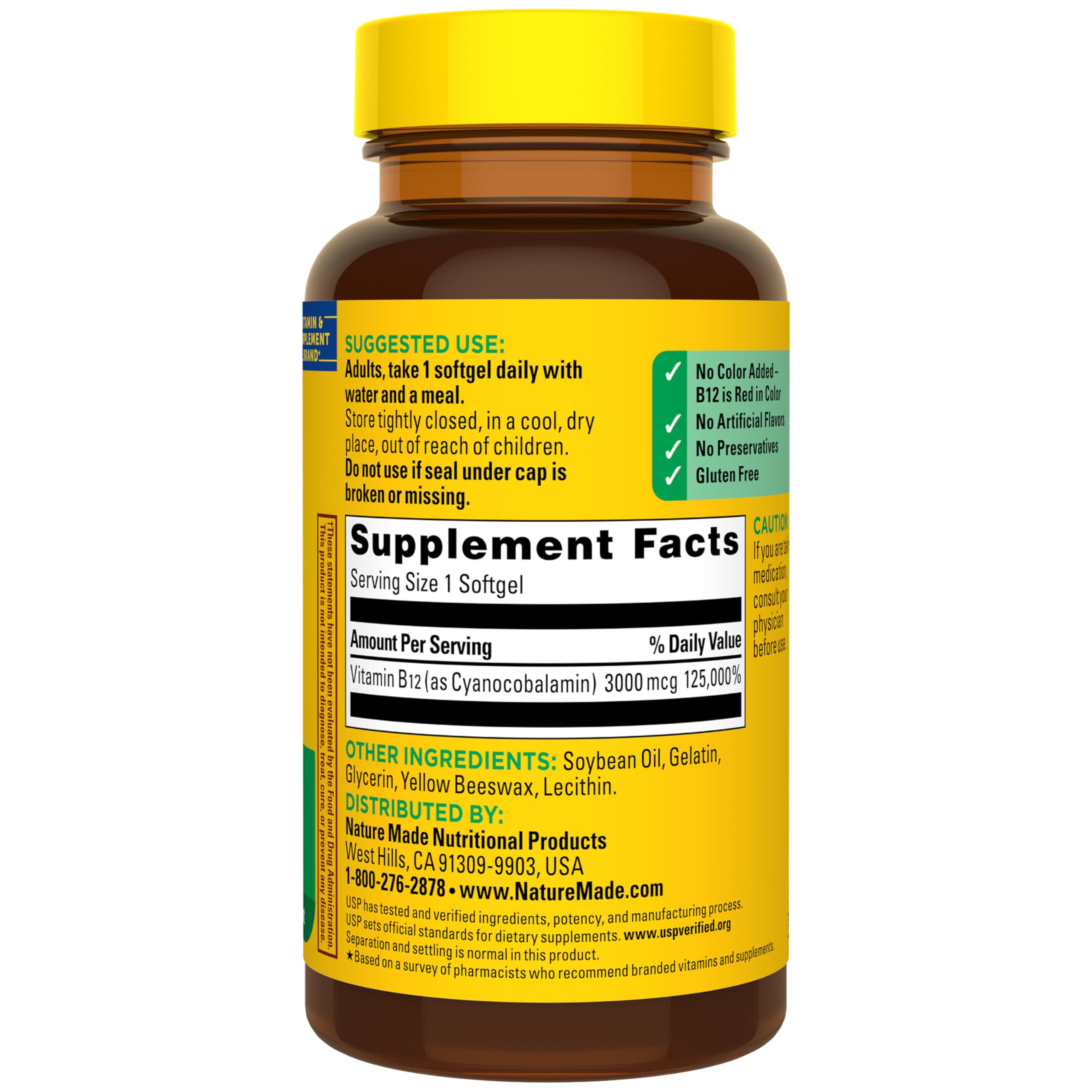 Nature Made Vitamin B12 Extra Strength 3000 mcg, B12 Vitamin Supplement for Energy Metabolism Support, 60 Softgels, 60 Day Supply - Image 8