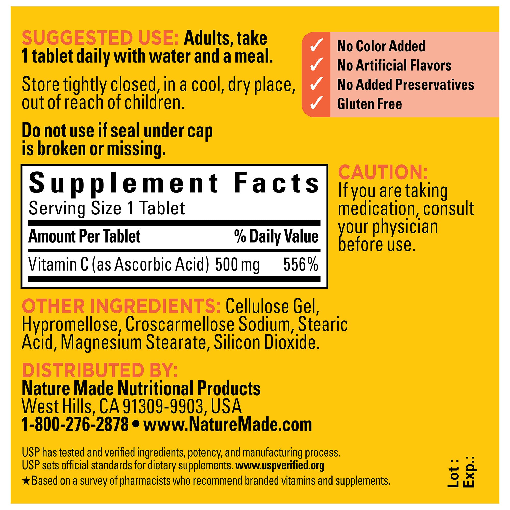 Nature Made Vitamin C 500 mg Tablets, Dietary Supplement, Vitamin C for Immune Support, 100 Tablets, 100 Day Supply - Image 5