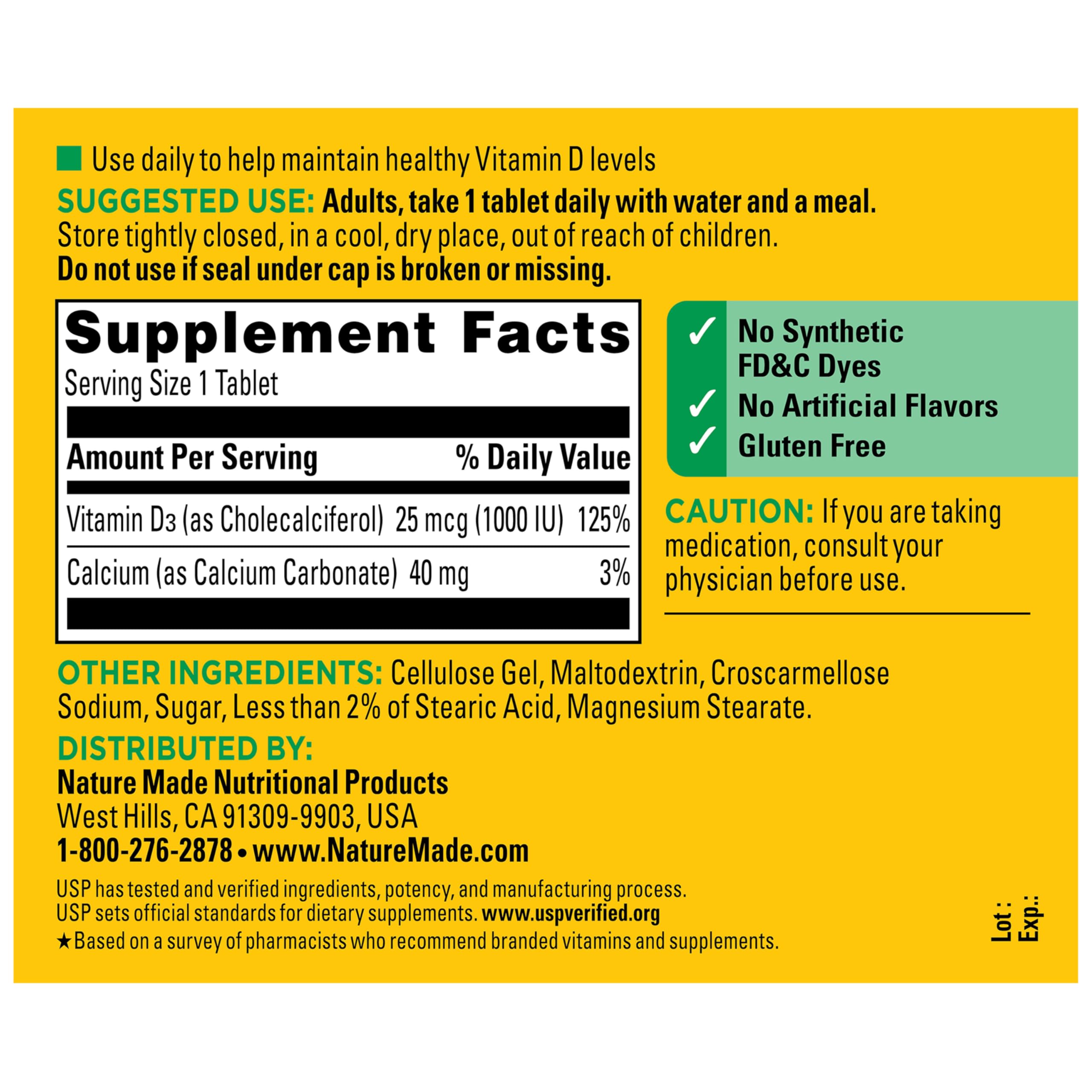 Nature Made Vitamin D3 1000 IU (25 mcg), Vitamin D Supplement for Bone, Teeth, Muscle and Immune Health Support, 300 Tablets, 300 Day Supply - Image 6