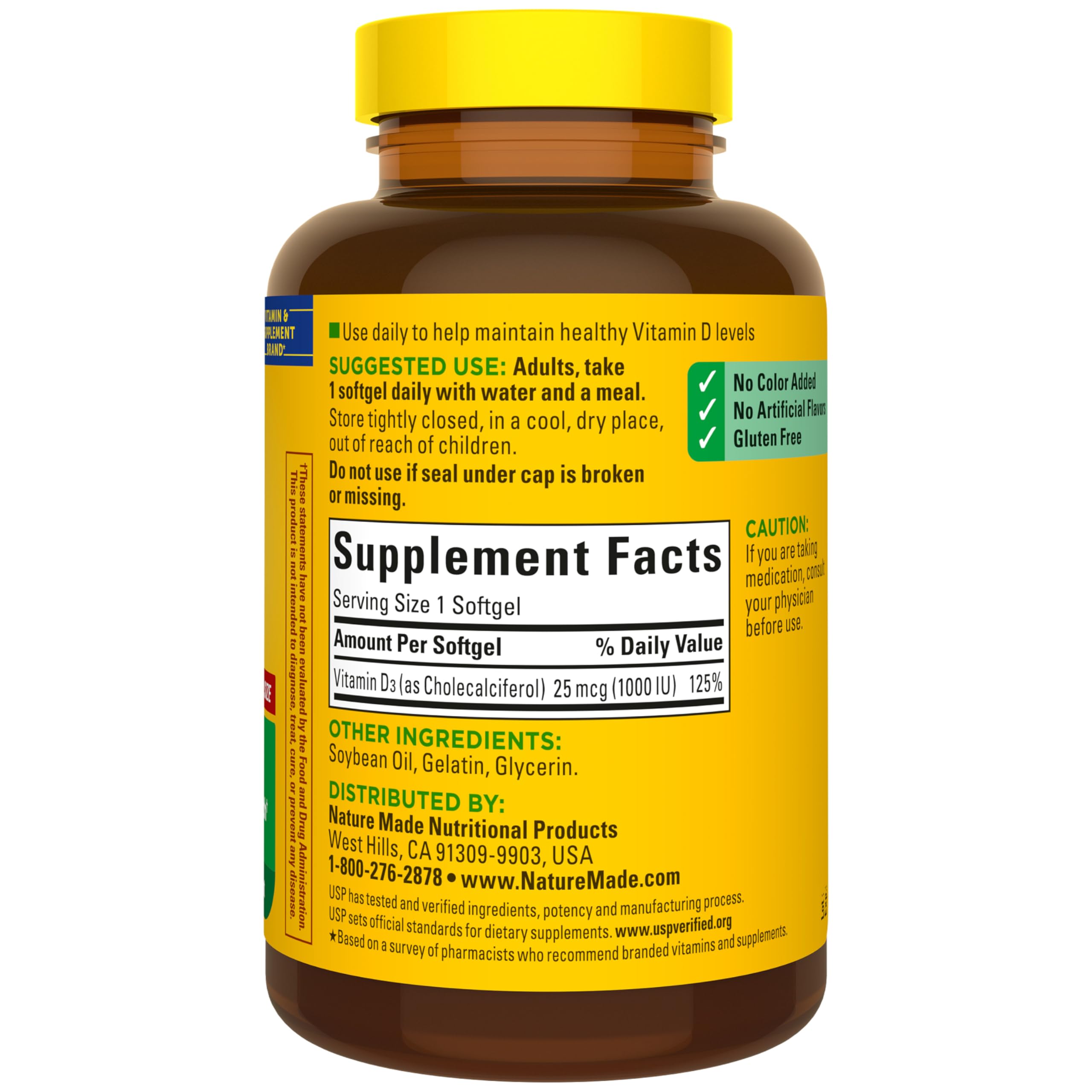 Nature Made Vitamin D3 1000 IU (25 mcg), Vitamin D Supplement for Bone, Teeth, Muscle and Immune Health Support, 300 Softgels, 300 Day Supply - Image 7