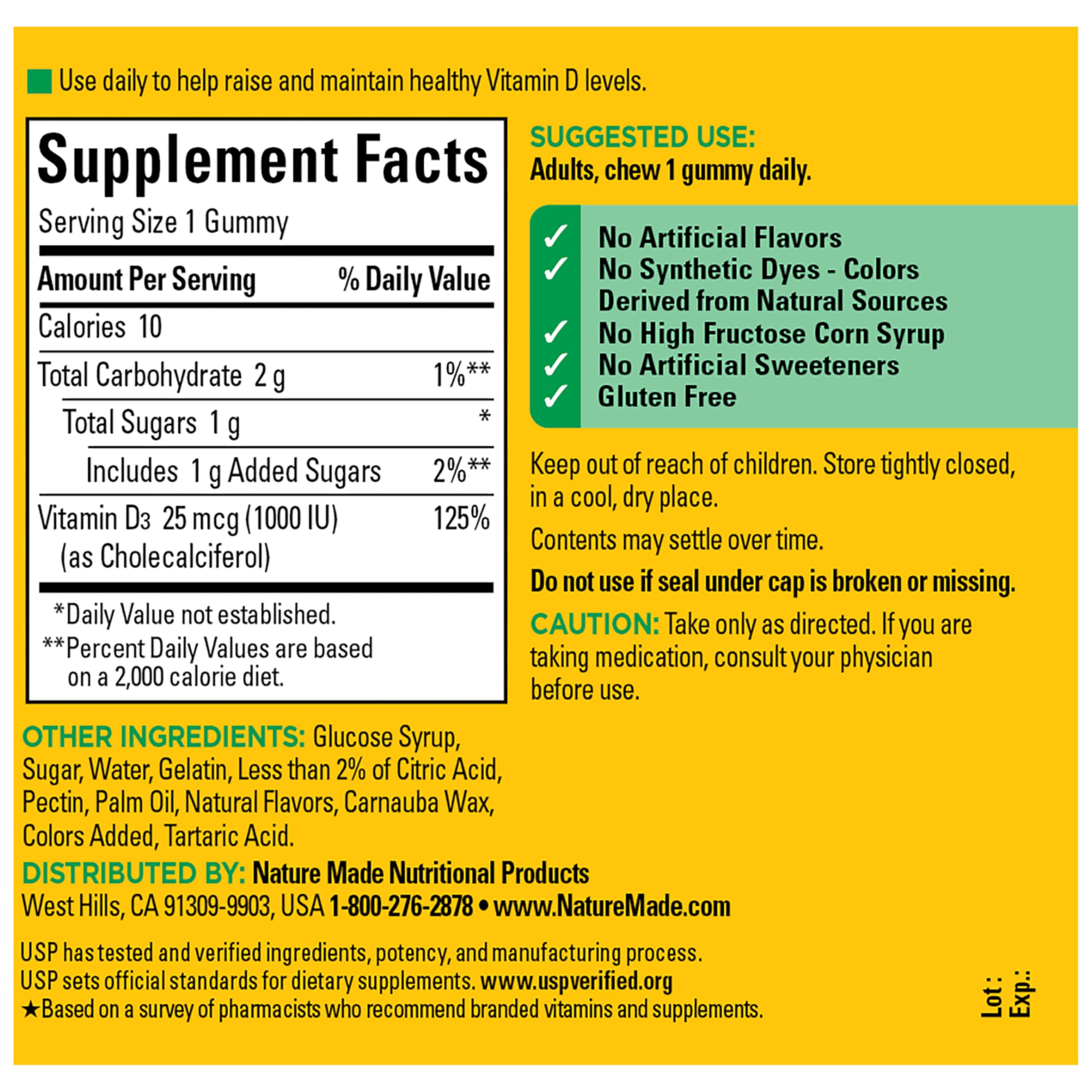 Nature Made Vitamin D3 1000 IU Gummies, Bone, Teeth, Muscle and Immune Health Support, 90 Day Supply, 90 Vitamin D Gummies for Adults - Image 7