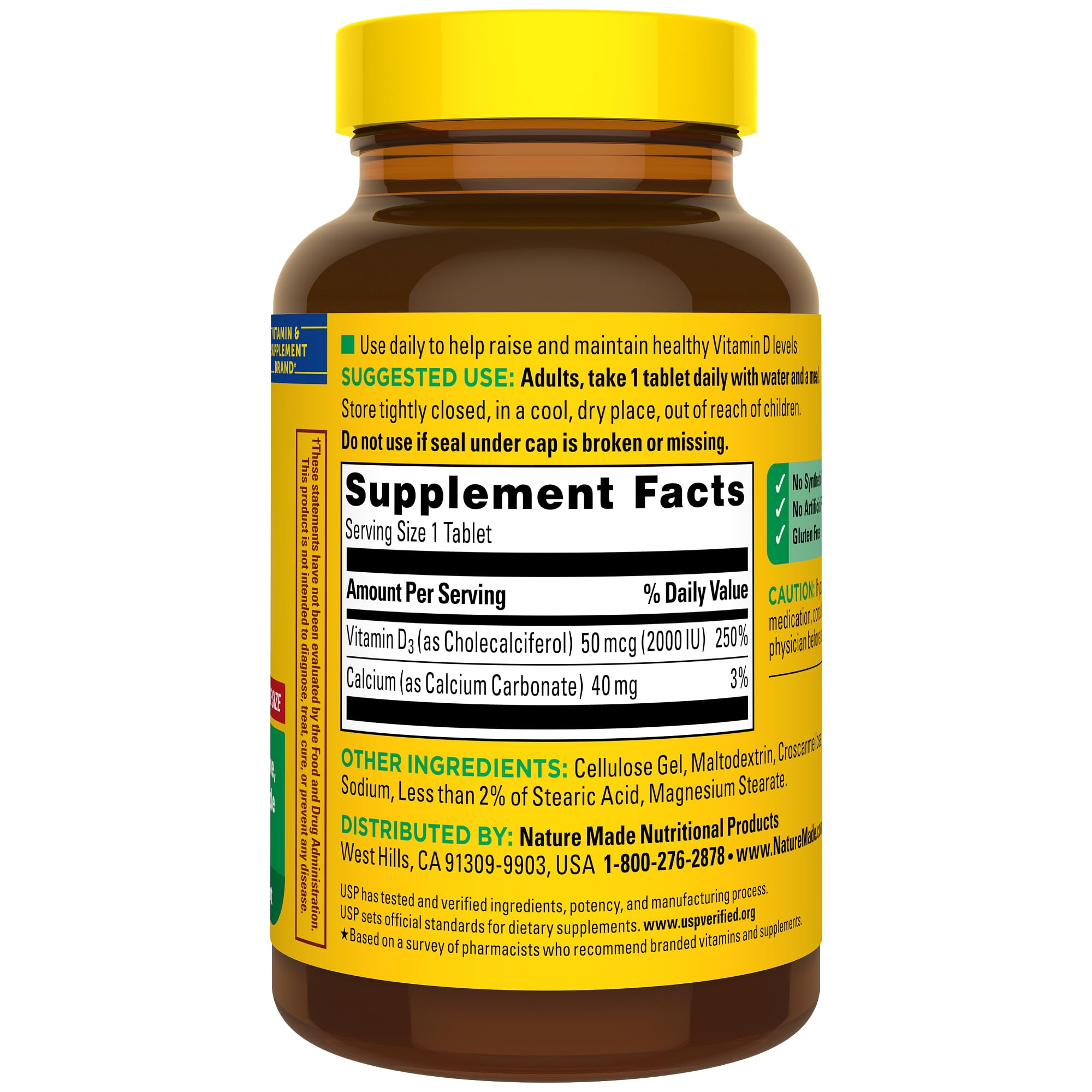 Nature Made Vitamin D3 2000 IU (50 mcg), Vitamin D Supplement for Bone, Teeth, Muscle and Immune Health Support, 220 Tablets, 220 Day Supply - Image 7