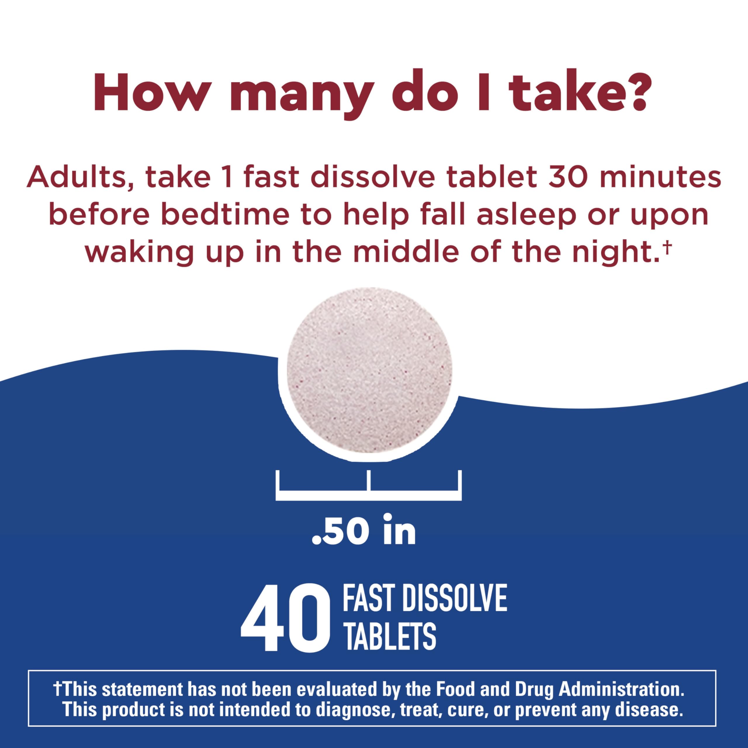 Nature Made Wellblends Back To Sleep, Lower Dose Melatonin 1 mg, L theanine 100 mg and GABA 100mg, Sleep Supplement, 40 Fast Dissolve Tablets - Image 4